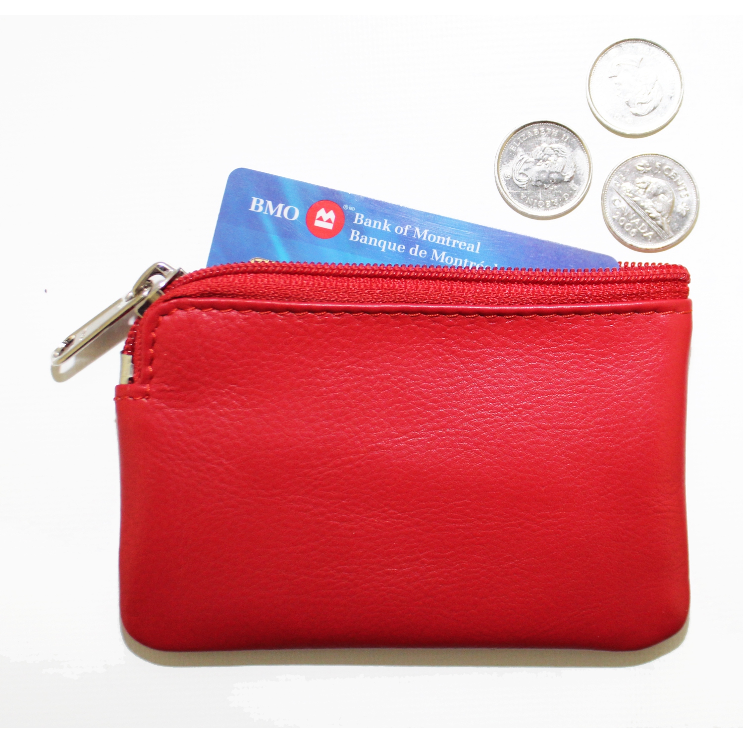 Ashlin Adelle Natural Milled Cowhide Leather Card Holder Case - Fire Engine Red