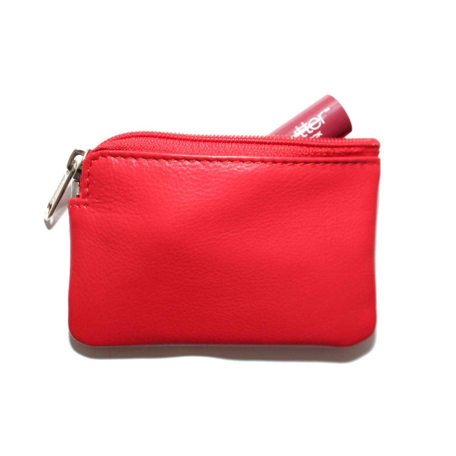 Ashlin Adelle Natural Milled Cowhide Leather Card Holder Case - Fire Engine Red