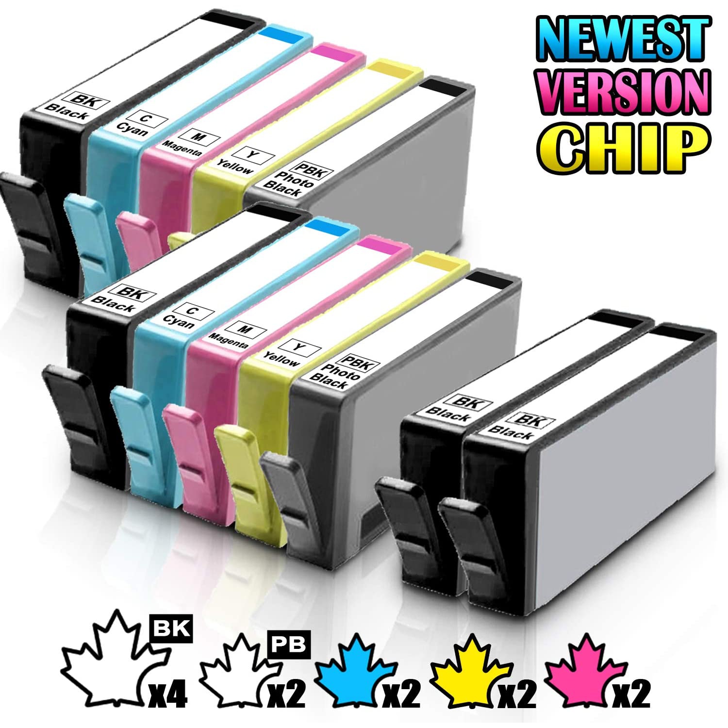 12 Inkfirst Compatible Ink Cartridges for HP 564 XL 564XL High Yield Photosmart 7510 7515 7520 7525 C6340 4BK 2PBK 2C 2M 2Y