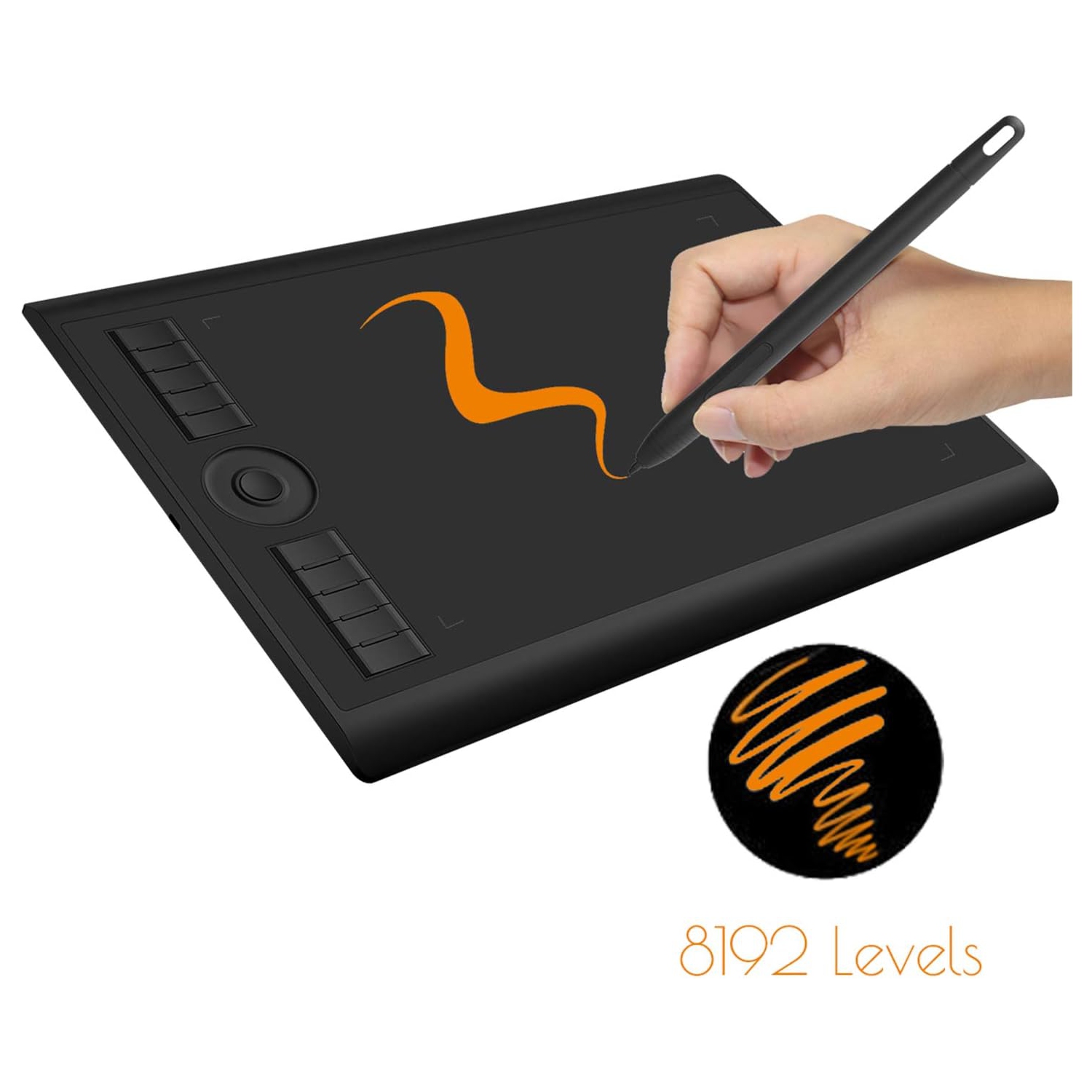 10 x 6.25 Inches 8192 Level Pressure Graphic Drawing Pen Tablet with Battery-Free Stylus - M10K 2018 Version