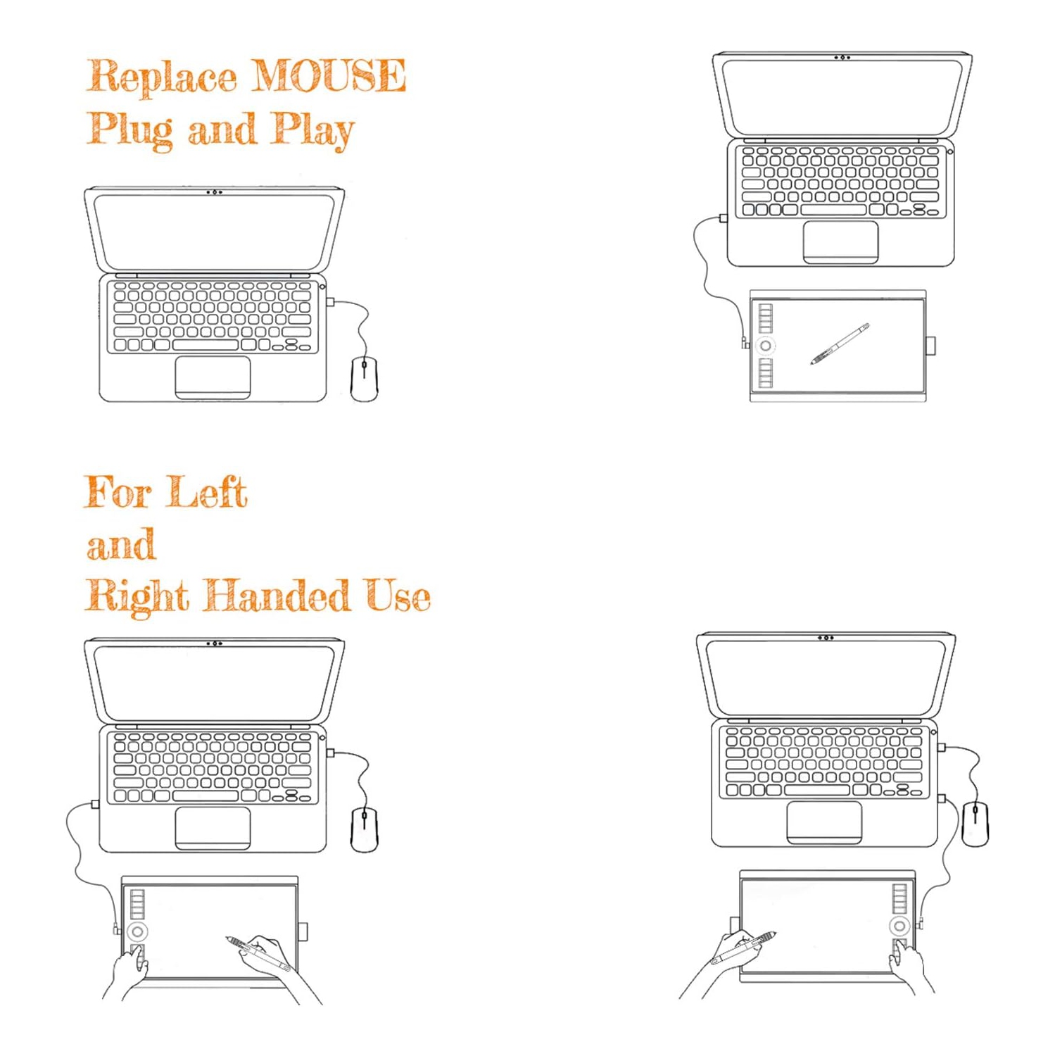 10 x 6.25 Inches 8192 Level Pressure Graphic Drawing Pen Tablet with Battery-Free Stylus - M10K 2018 Version