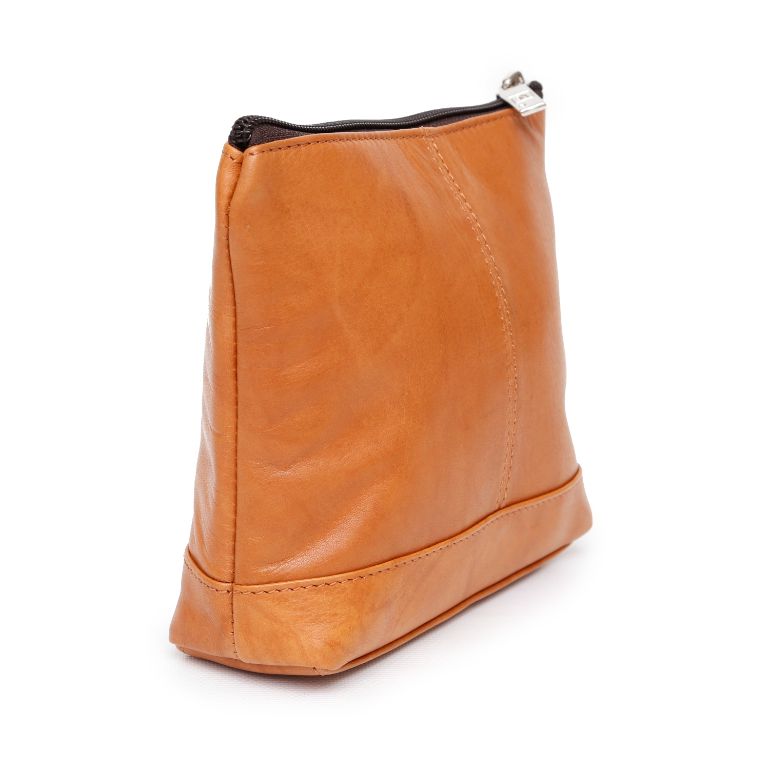 Ashlin Top Zippered Cosmetic Bag - Large - Camel Brown