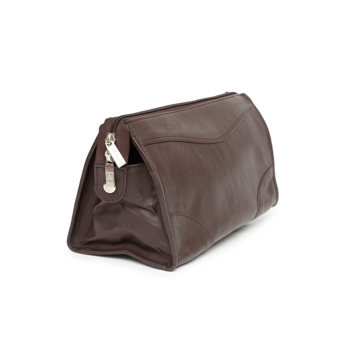 Trousse de rasage en cuir Carnegie d’Ashlin - Brun foncé