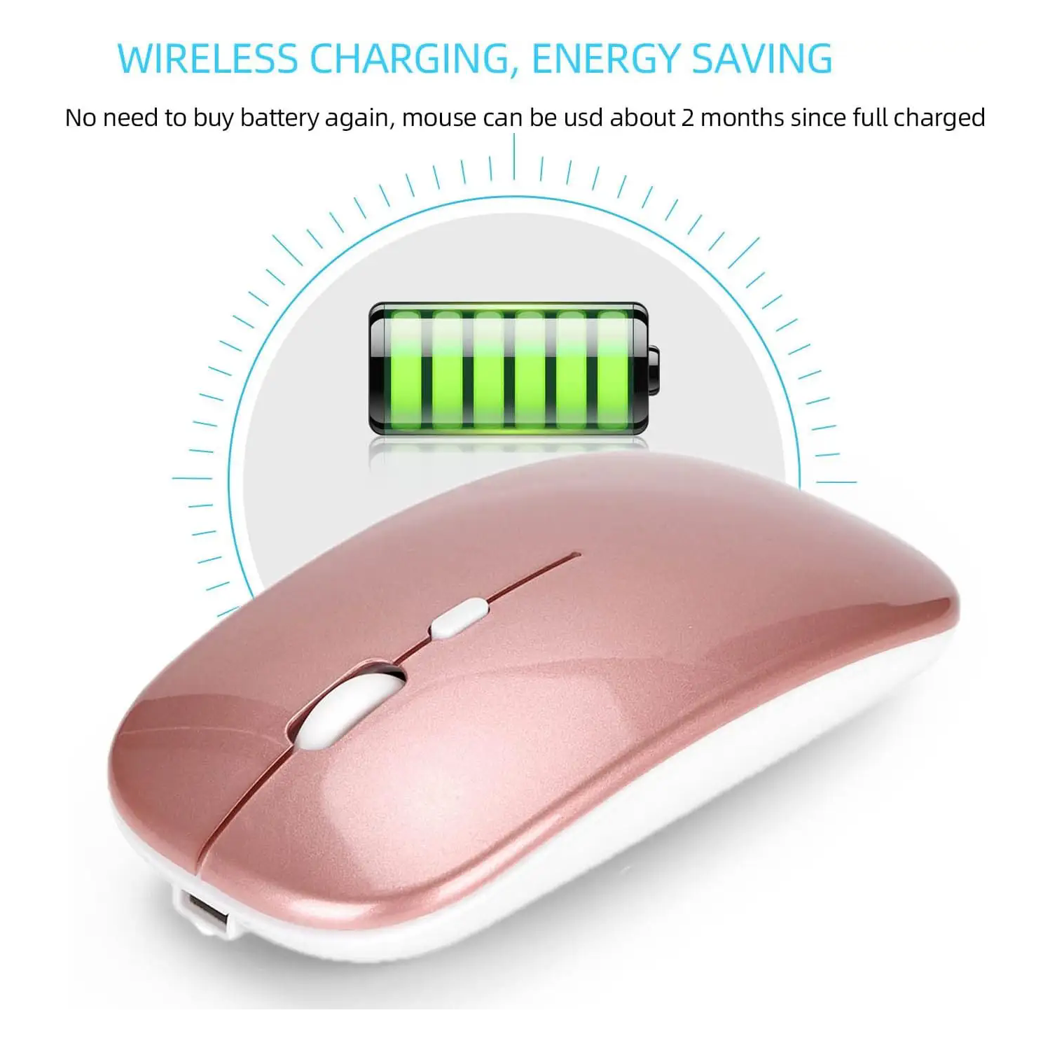 Wireless Rechargeable Silent Ergonomic Mouse Slim Dual Model Bluetooth & USB 2.4G for PC Laptop iMac Mac Pro, Desktop Computer, Chromebook, iPhone