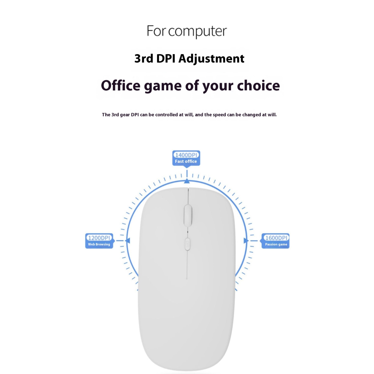 Wireless Rechargeable Silent Ergonomic Mouse Slim Dual Model Bluetooth & USB 2.4G for PC Laptop iMac Mac Pro, Desktop Computer, Chromebook, iPhone