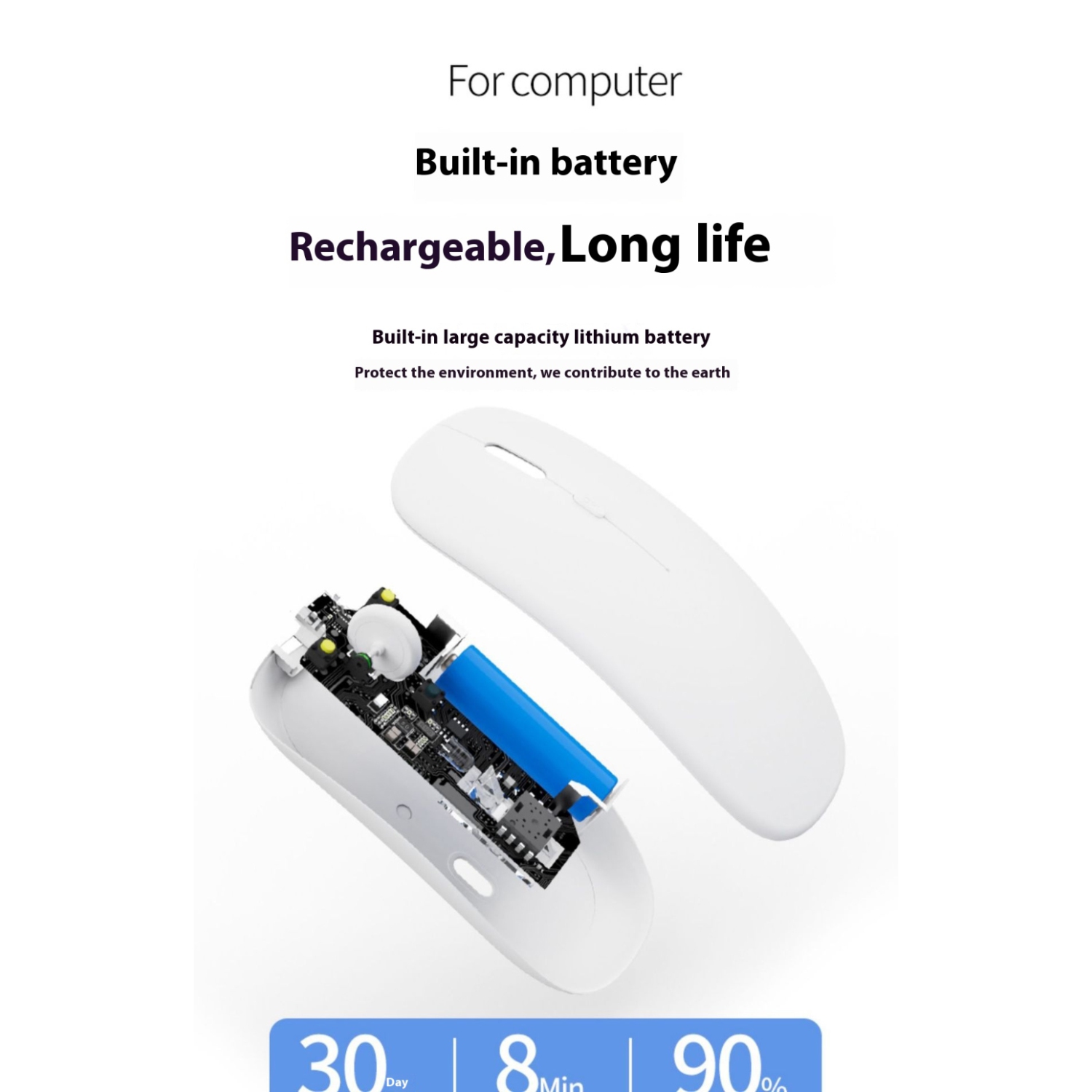 Wireless Rechargeable Silent Ergonomic Mouse Slim Dual Model Bluetooth & USB 2.4G for PC Laptop iMac Mac Pro, Desktop Computer, Chromebook, iPhone