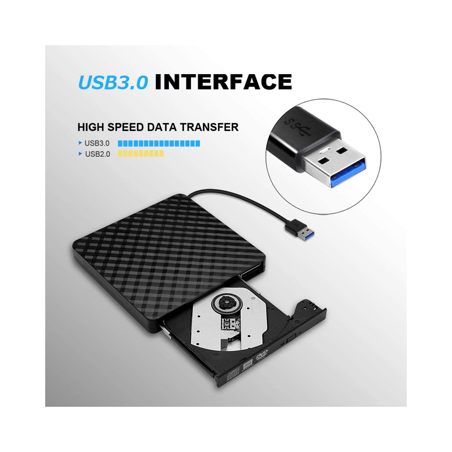 navor External CD / DVD Drive USB 3.0, Portable High Speed Data Transfer RW Drive DVD/CD ROM Rewriter Burner, Compatible with Windows, Linux, Mac,