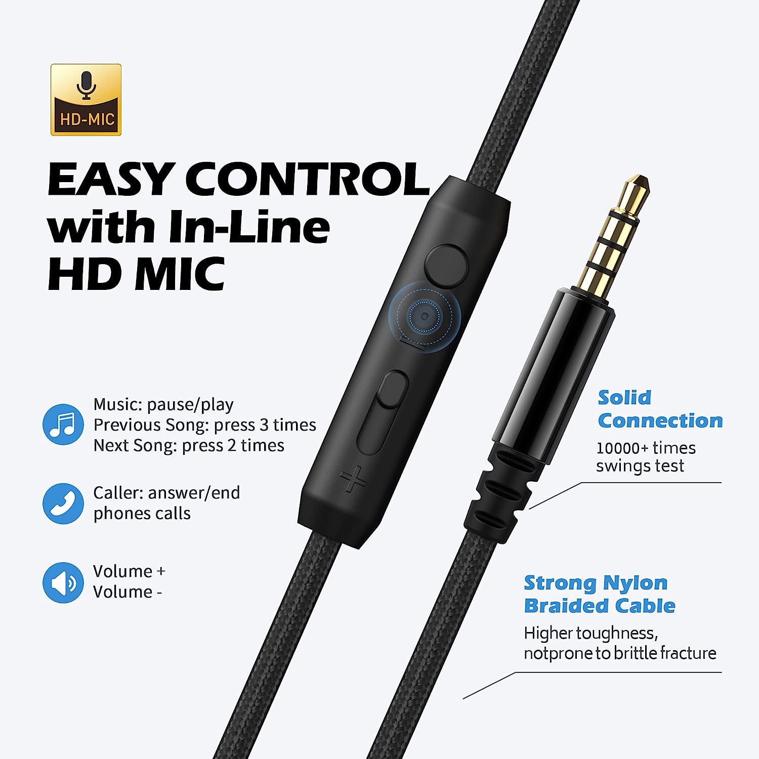 C8 Headphones with Microphone and Volume Control Folding Lightweight 3.5mm Jack Headset for Cellphones Tablets Smartphones Laptop Computer PC