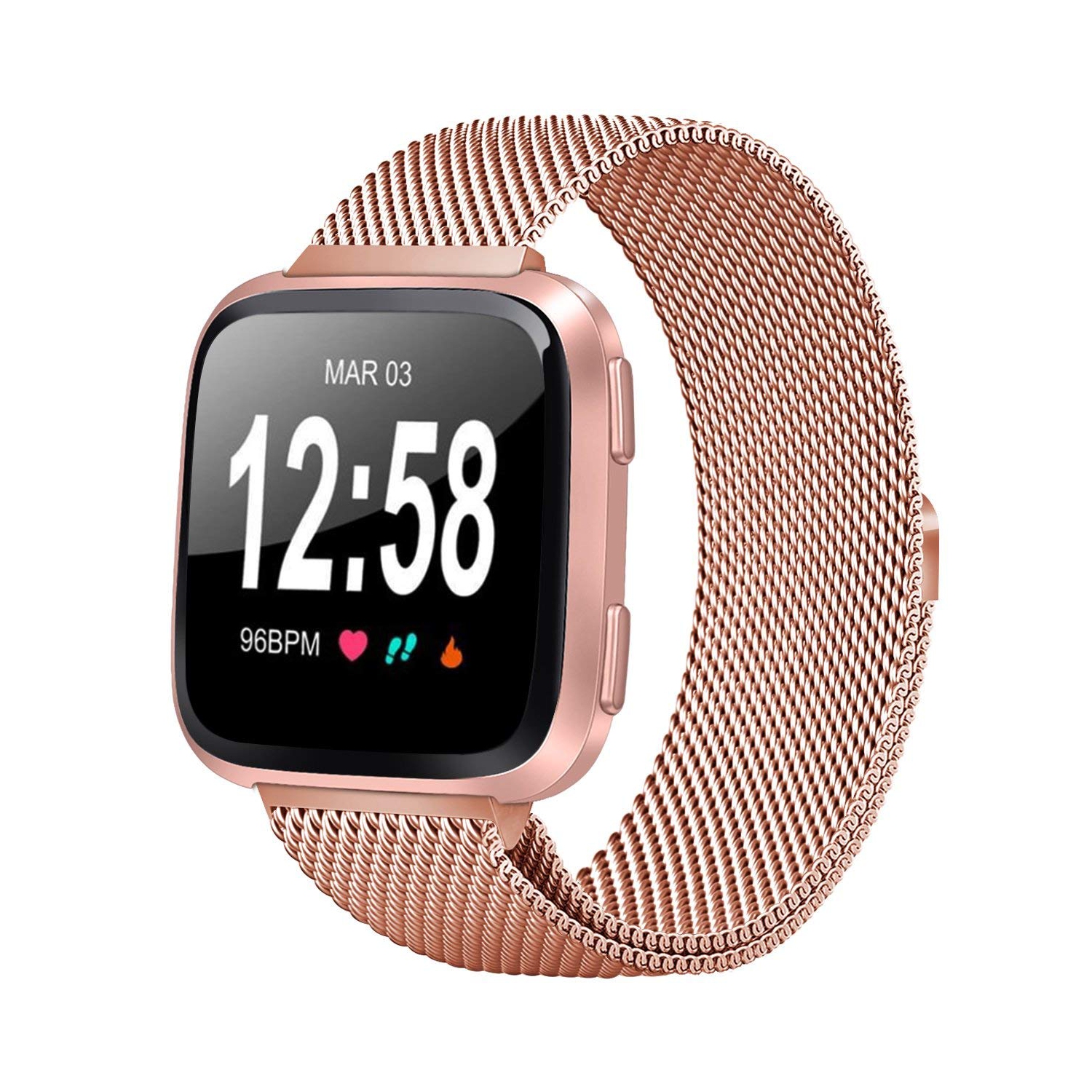 Bracelet Versa, Versa Lite, Versa 2, Versa se de Fitbit avec bracelet ajustable en métal et fermoir magnétique