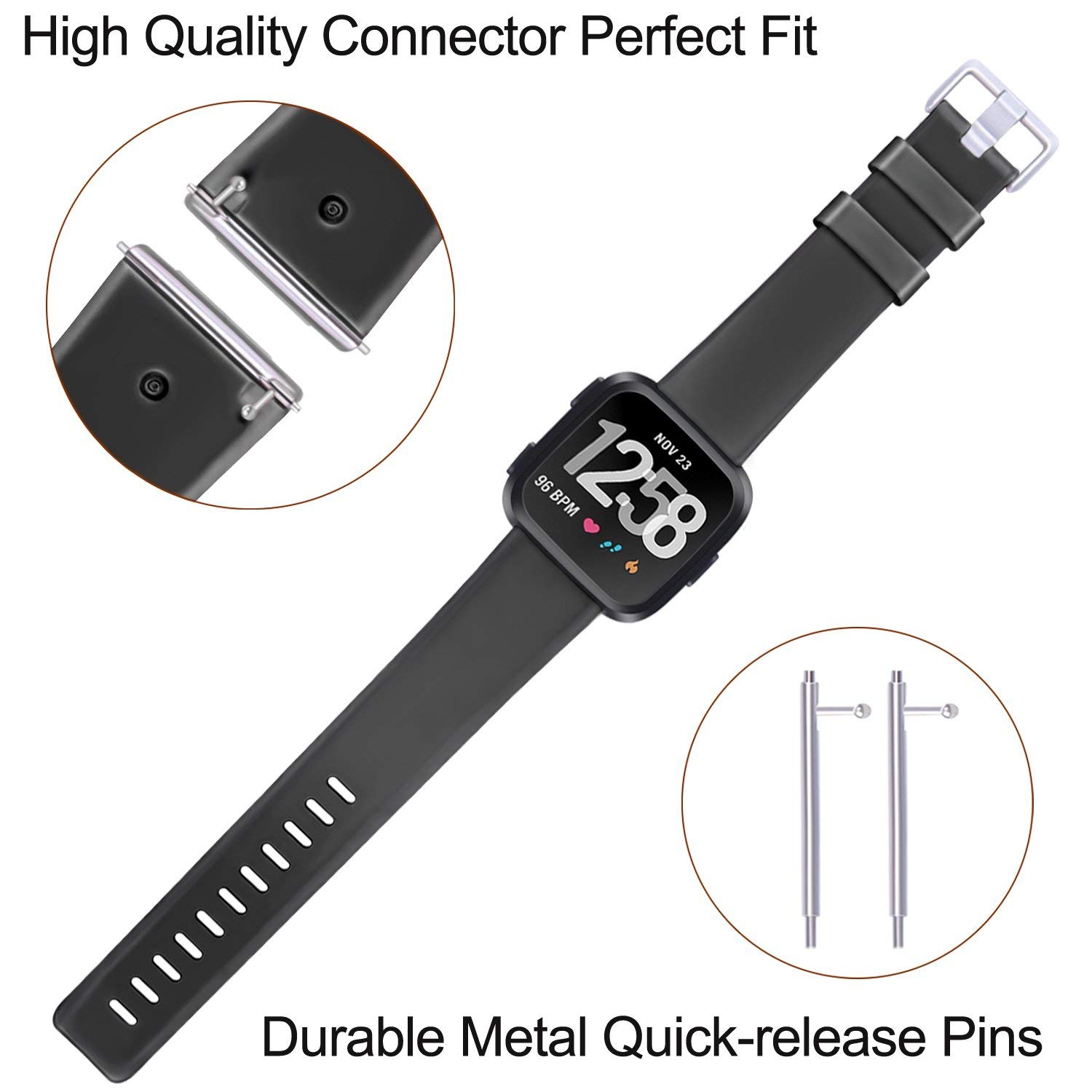 Bracelet remplacement Versa de Fitbit, bracelets classiques Vancouver pour Versa, Versa Lite, Versa 2, montre intelligente Versa se