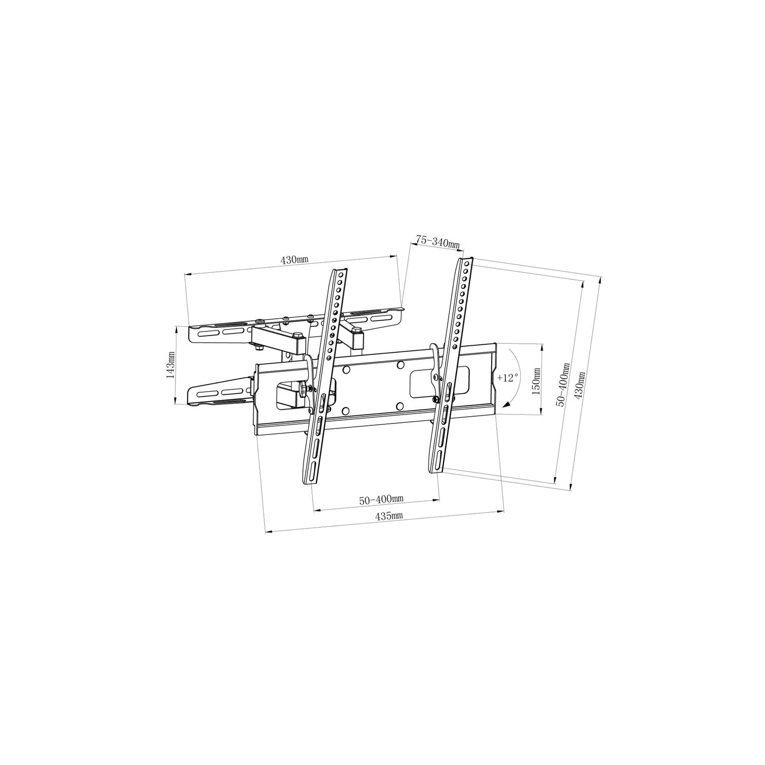 GlobalTone Full Motion TV Wall Mount for Flat Screen PLASMA LCD LED Television 23" to 60" Dual Swivel Arms