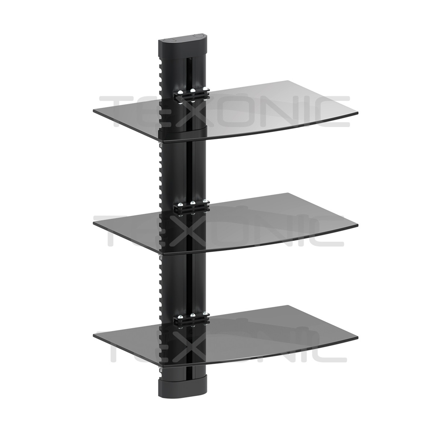 TEXONIC AV Component Wall Mount: Three-Tier Floating Shelf for Organized Storage