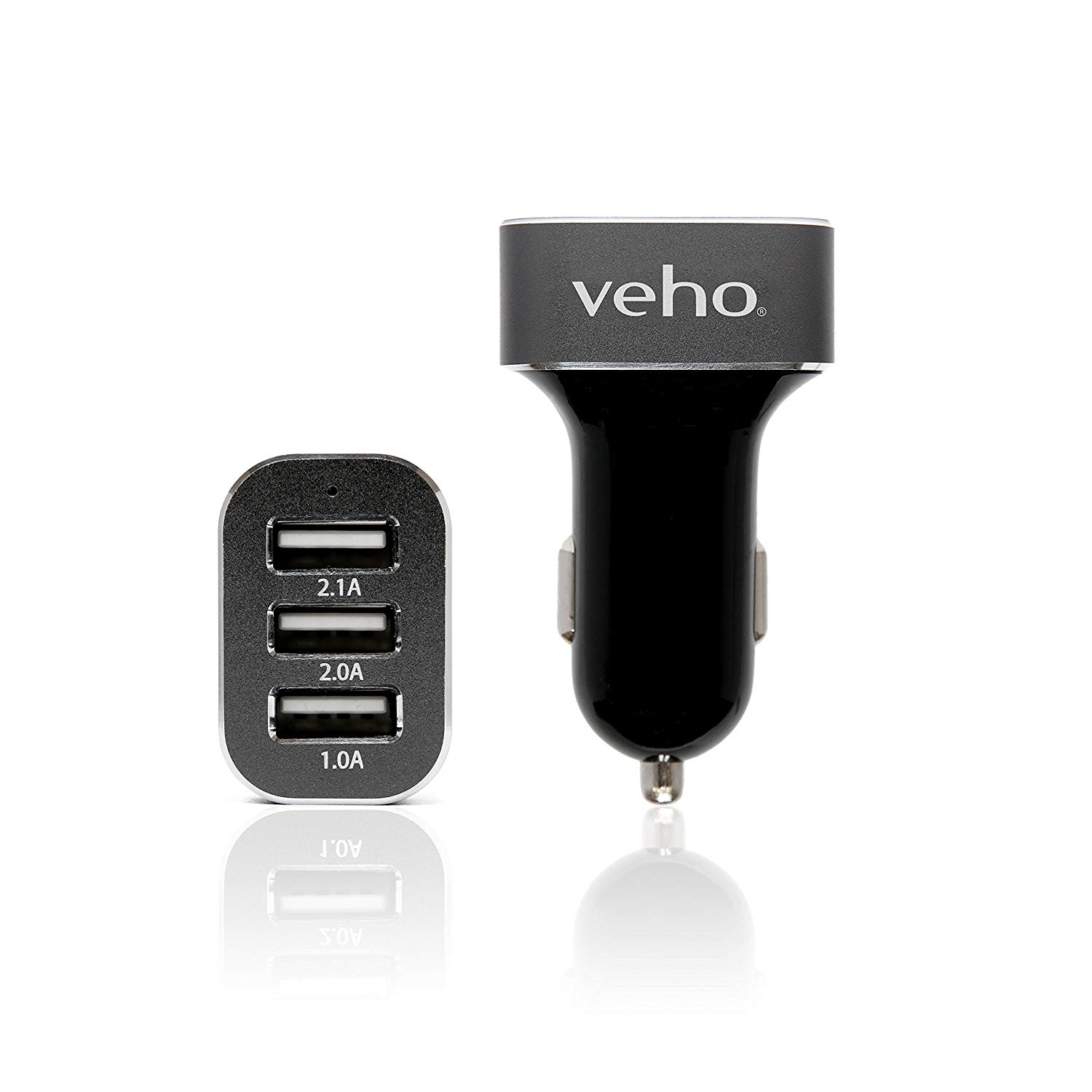 Veho VAA-010 Triple USB 5-Volt 5.1-Ampere Car Charger for All USB Charged Devices with Retail Packaging