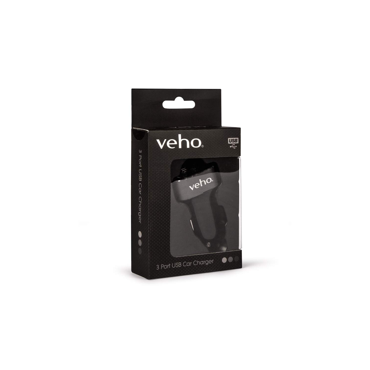 Veho VAA-010 Triple USB 5-Volt 5.1-Ampere Car Charger for All USB Charged Devices with Retail Packaging