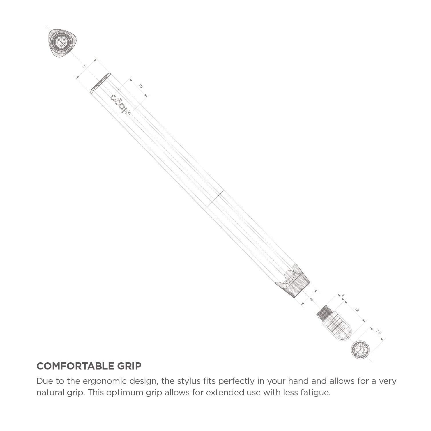 elago Stylus [Grip][Black] - [Premium Aluminum ][Ergonomic Grip][Replaceable Extra Tip Included] - for iPad iPad Pro iPad Mi