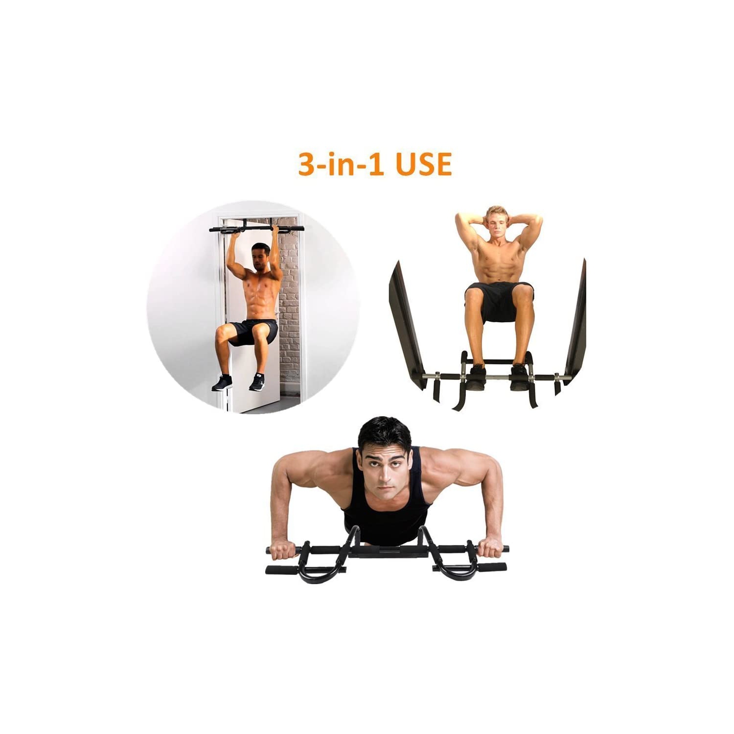 Dr. Health 2018 Upgraded Chin Up Bar Multi-Grip Pull Up Bar Doorway Trainer for Home Gym, Holds Up to 330 lb