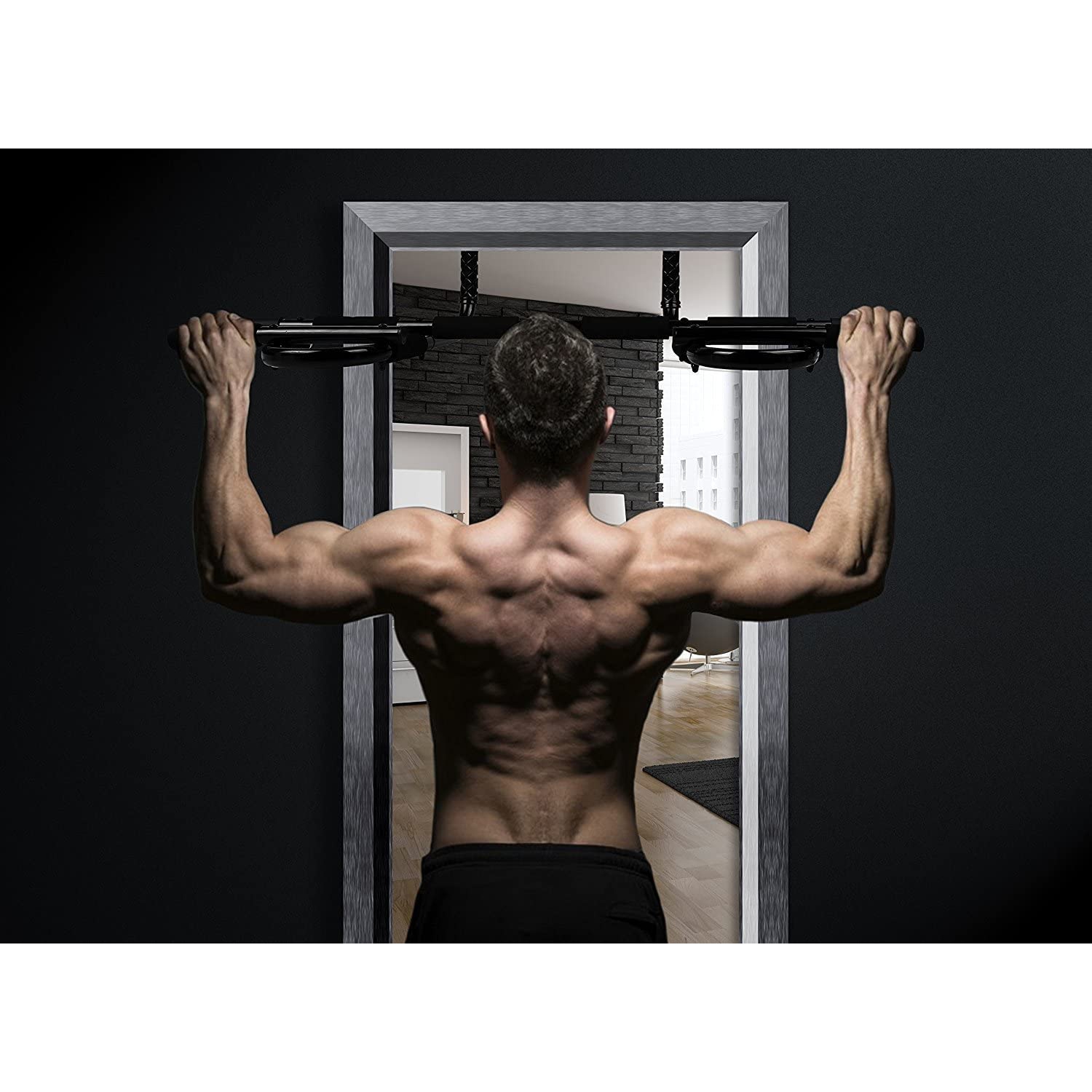 Dr. Health 2018 Upgraded Chin Up Bar Multi-Grip Pull Up Bar Doorway Trainer for Home Gym, Holds Up to 330 lb