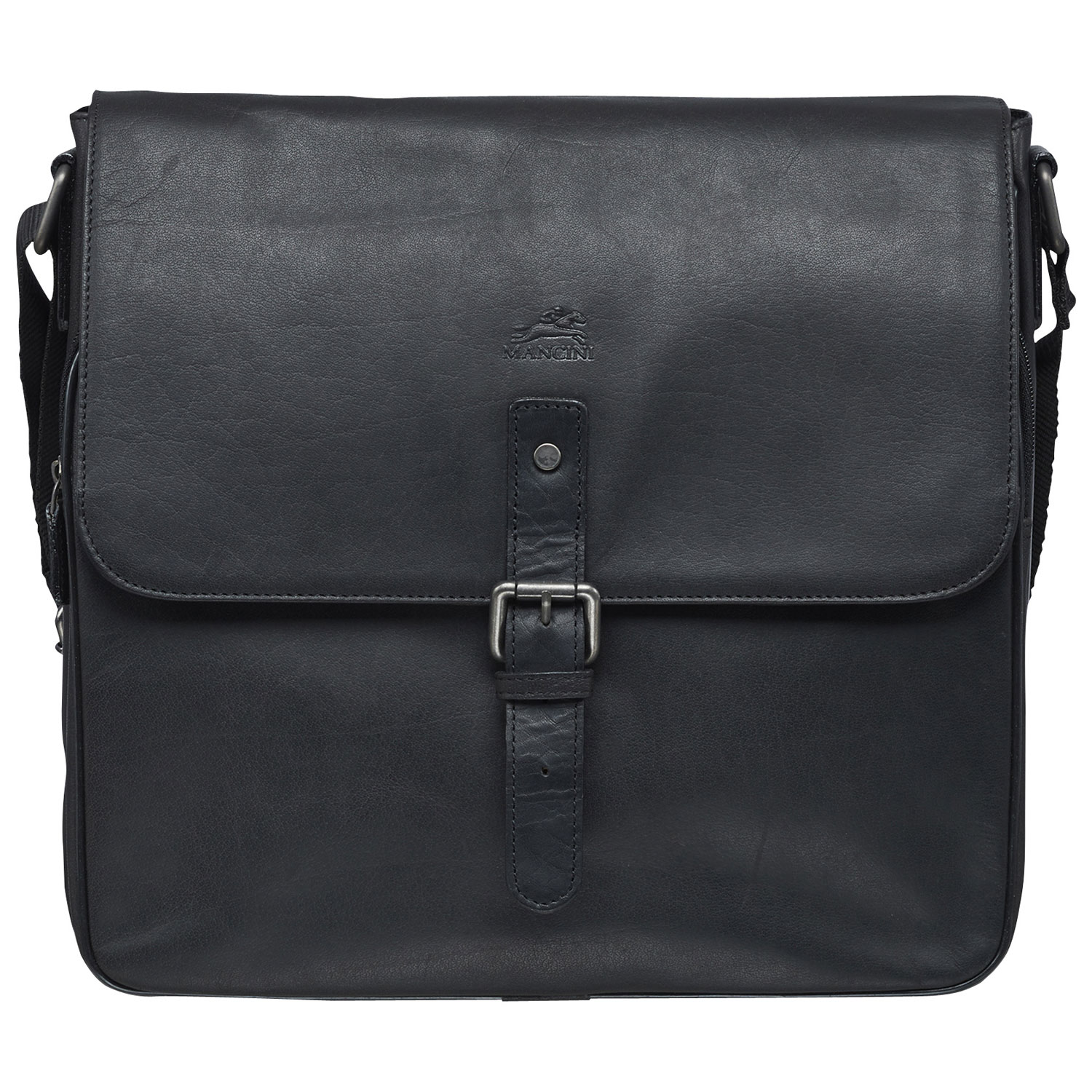 Sac messager en cuir Buffalo de Mancini pour portable de 12 po - Noir