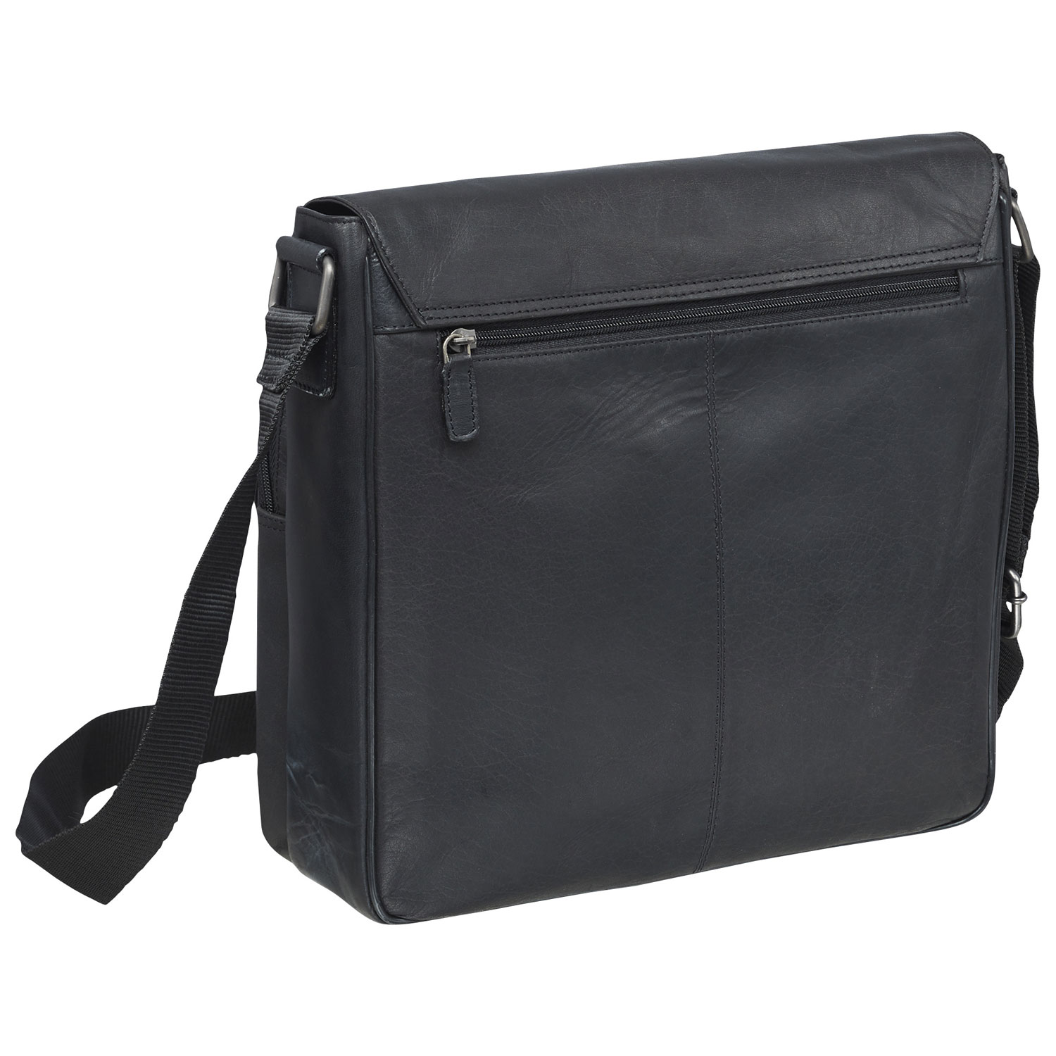 Sac messager en cuir Buffalo de Mancini pour portable de 12 po - Noir