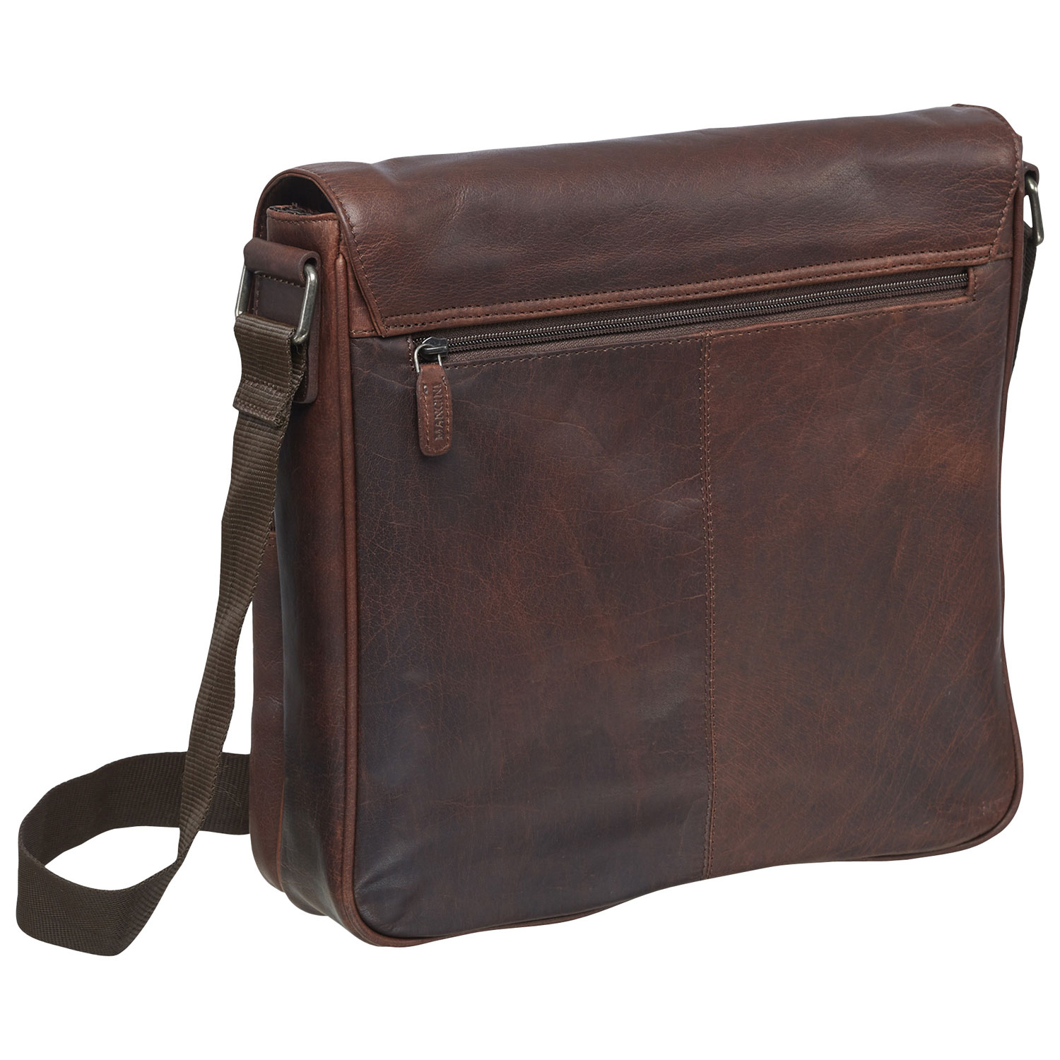 Sac messager en cuir Buffalo de Mancini pour portable de 12 po - Brun