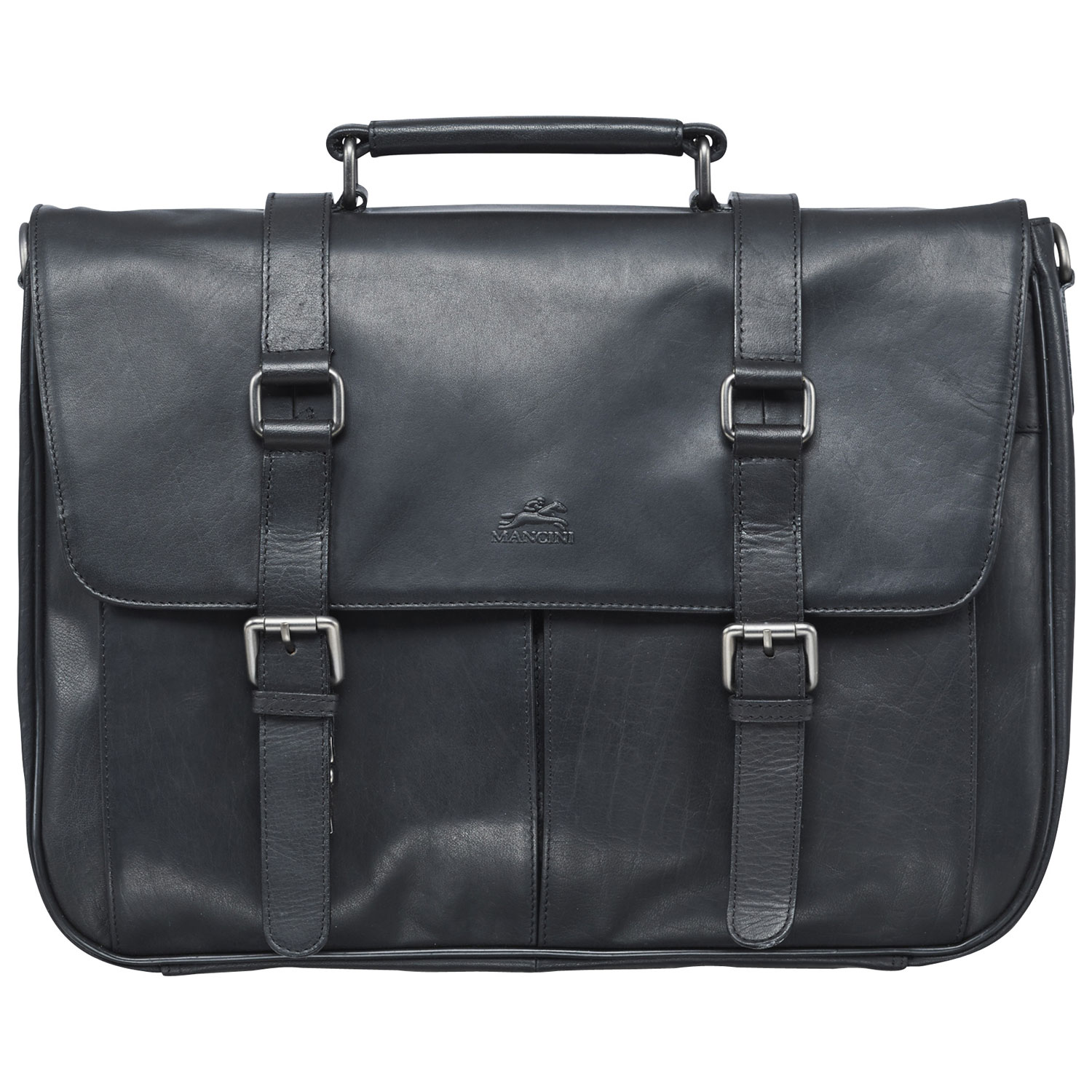Mancini Buffalo Leather 15" Laptop Briefcase - Black