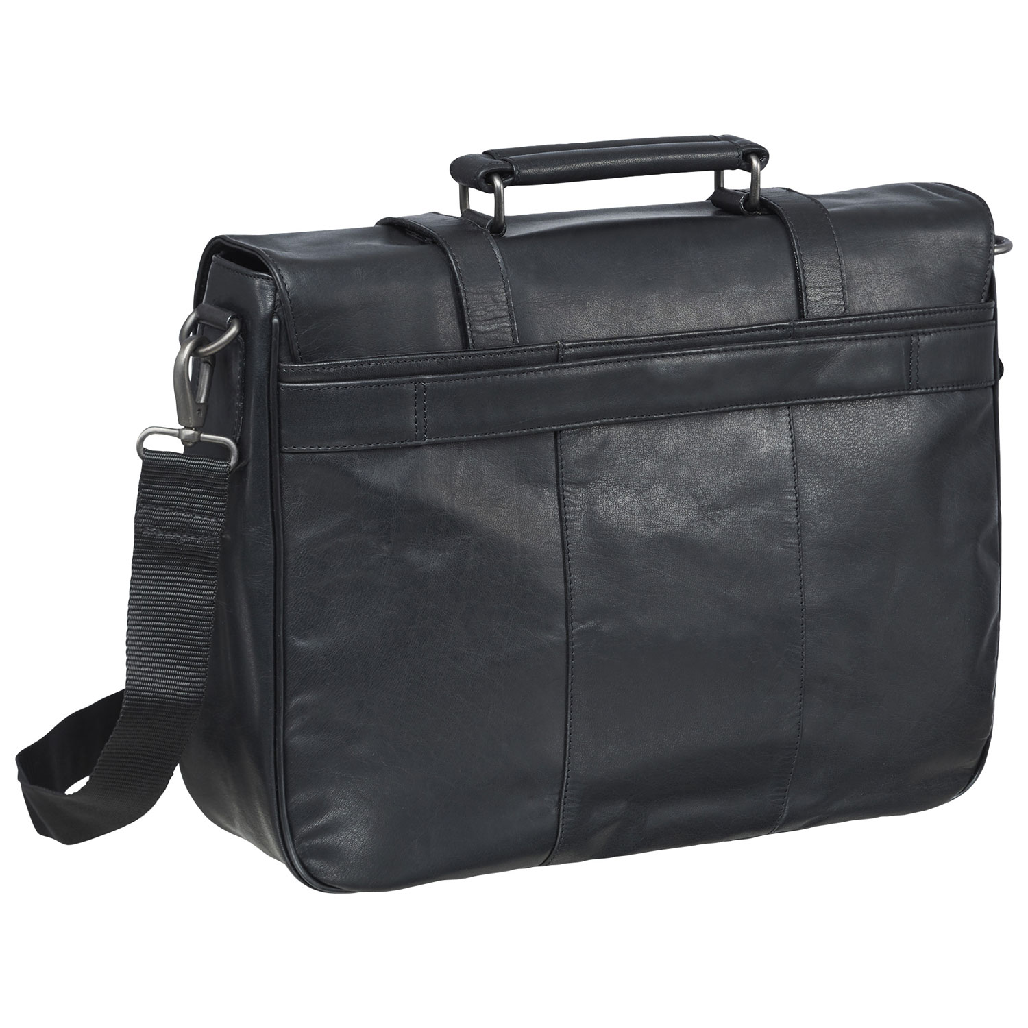 Mancini Buffalo Leather 15" Laptop Briefcase - Black