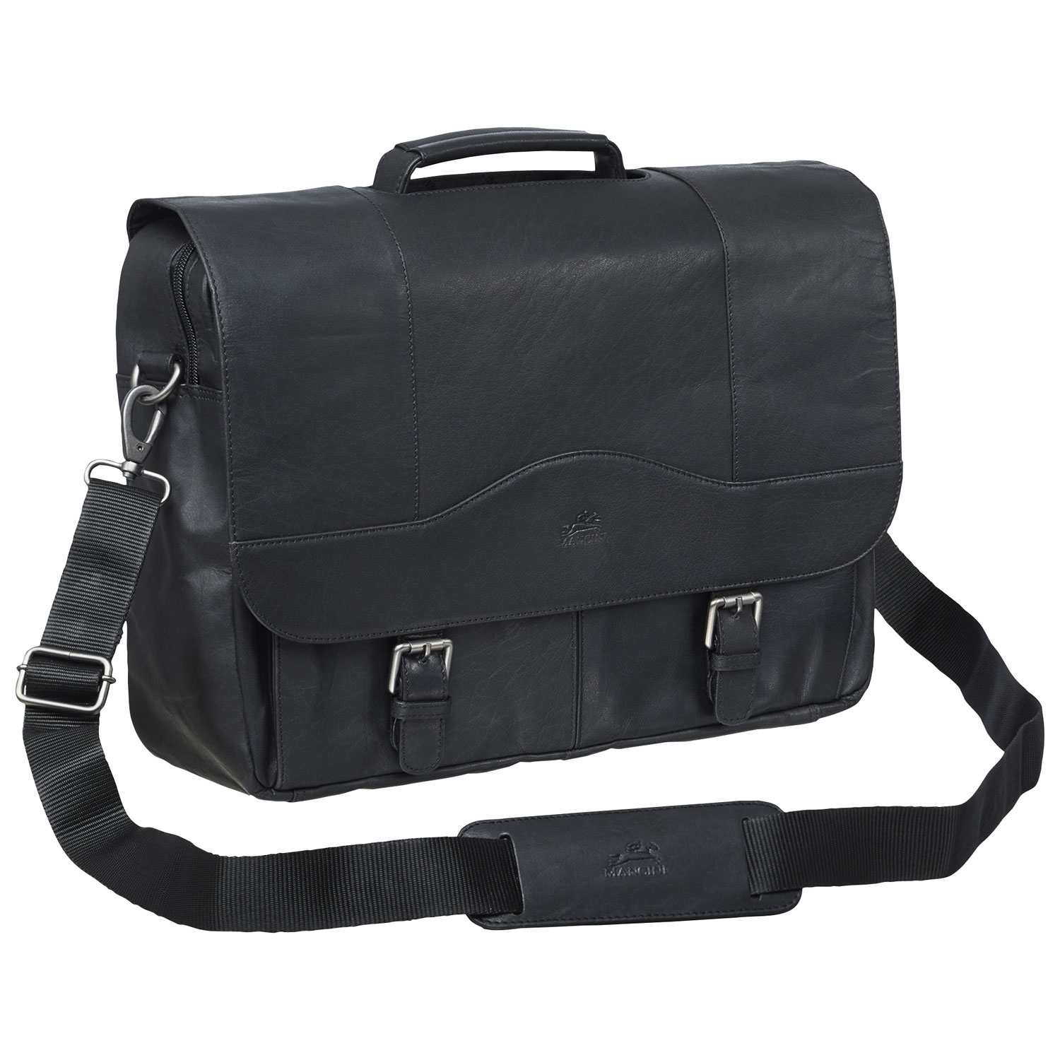 Mallette en cuir Buffalo de Mancini pour portable de 15,6 po - Noir