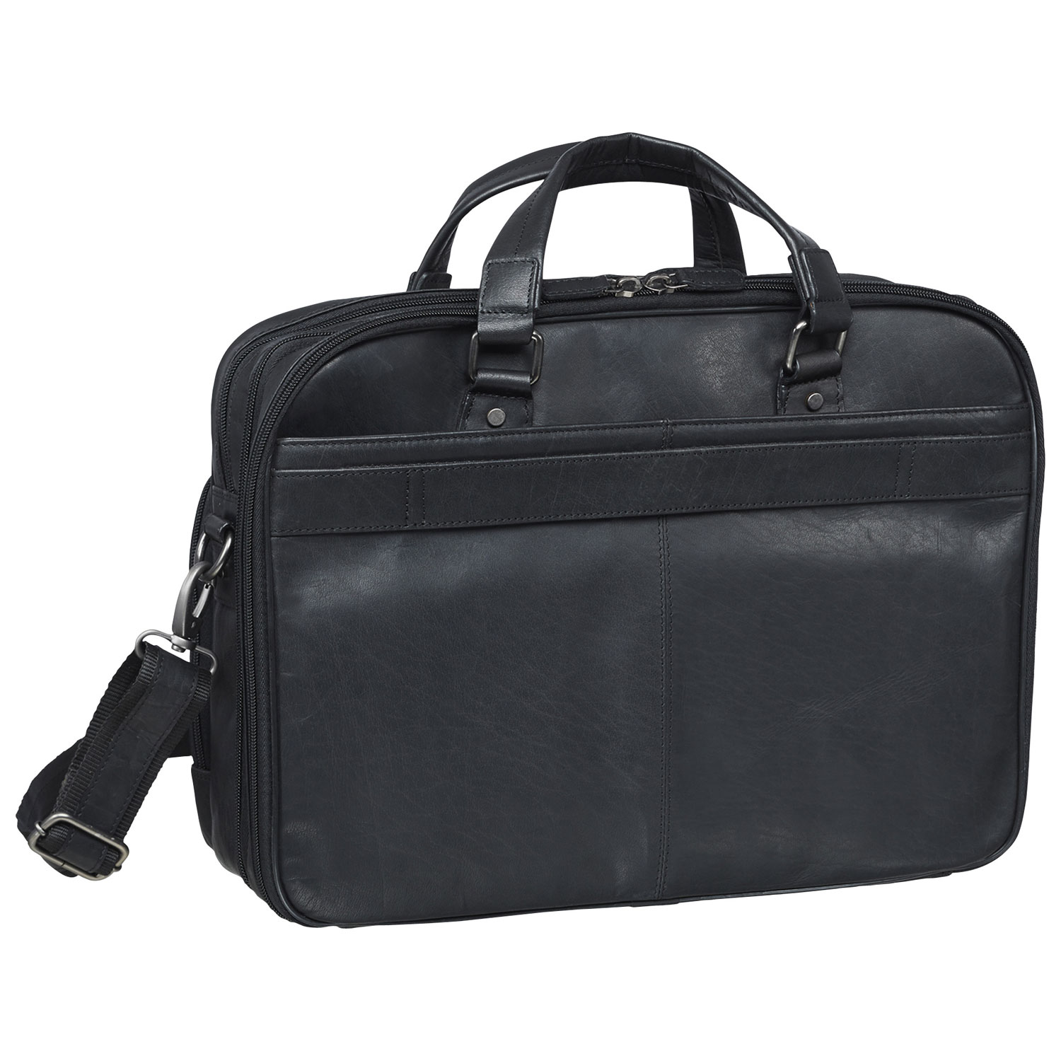 Mallette en cuir Buffalo de Mancini pour portable de 15,6 po - Noir