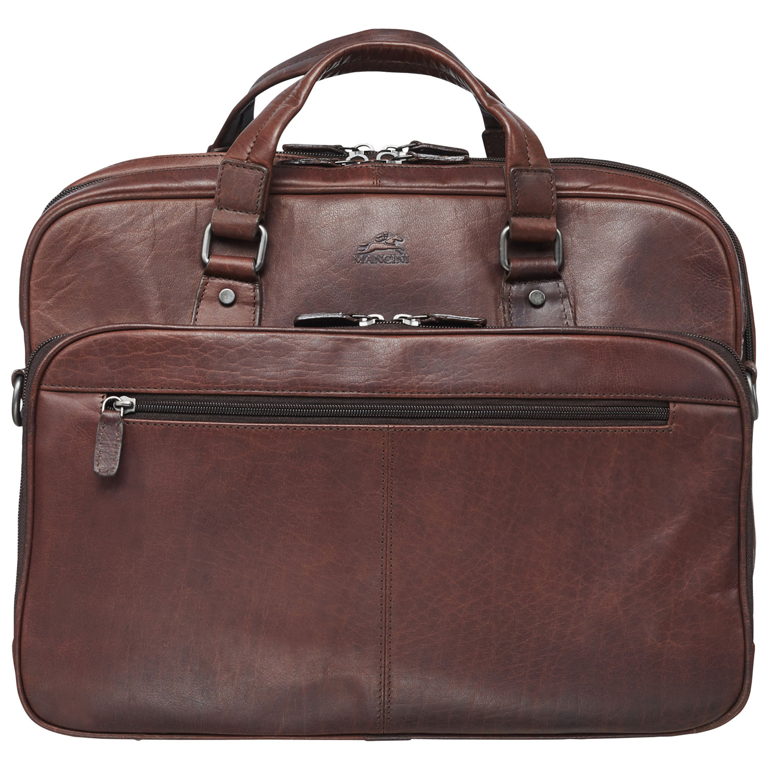Mancini Buffalo Leather 15.6" Laptop Briefcase - Brown