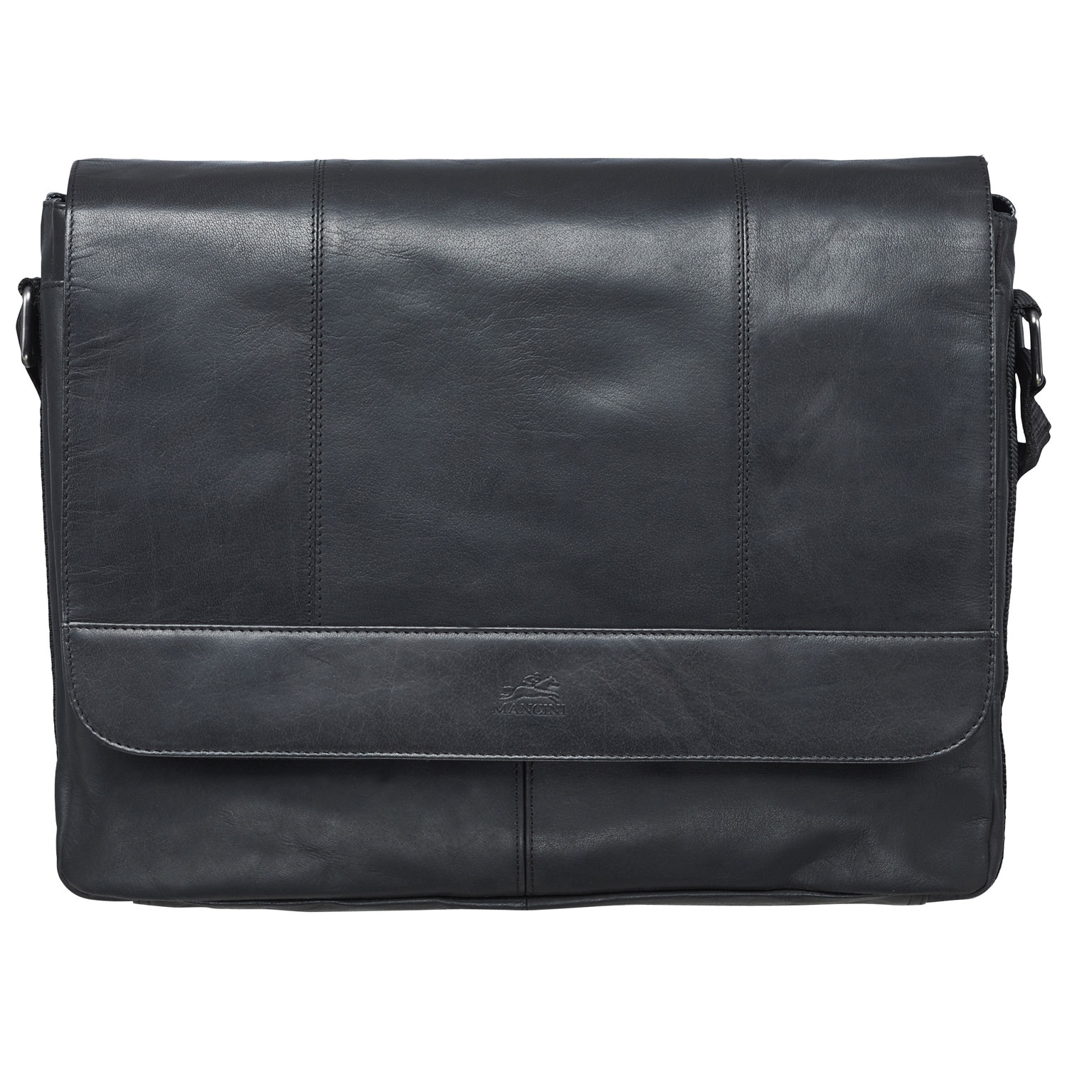 Sac messager en cuir Buffalo de Mancini pour portable de 15 po - Noir