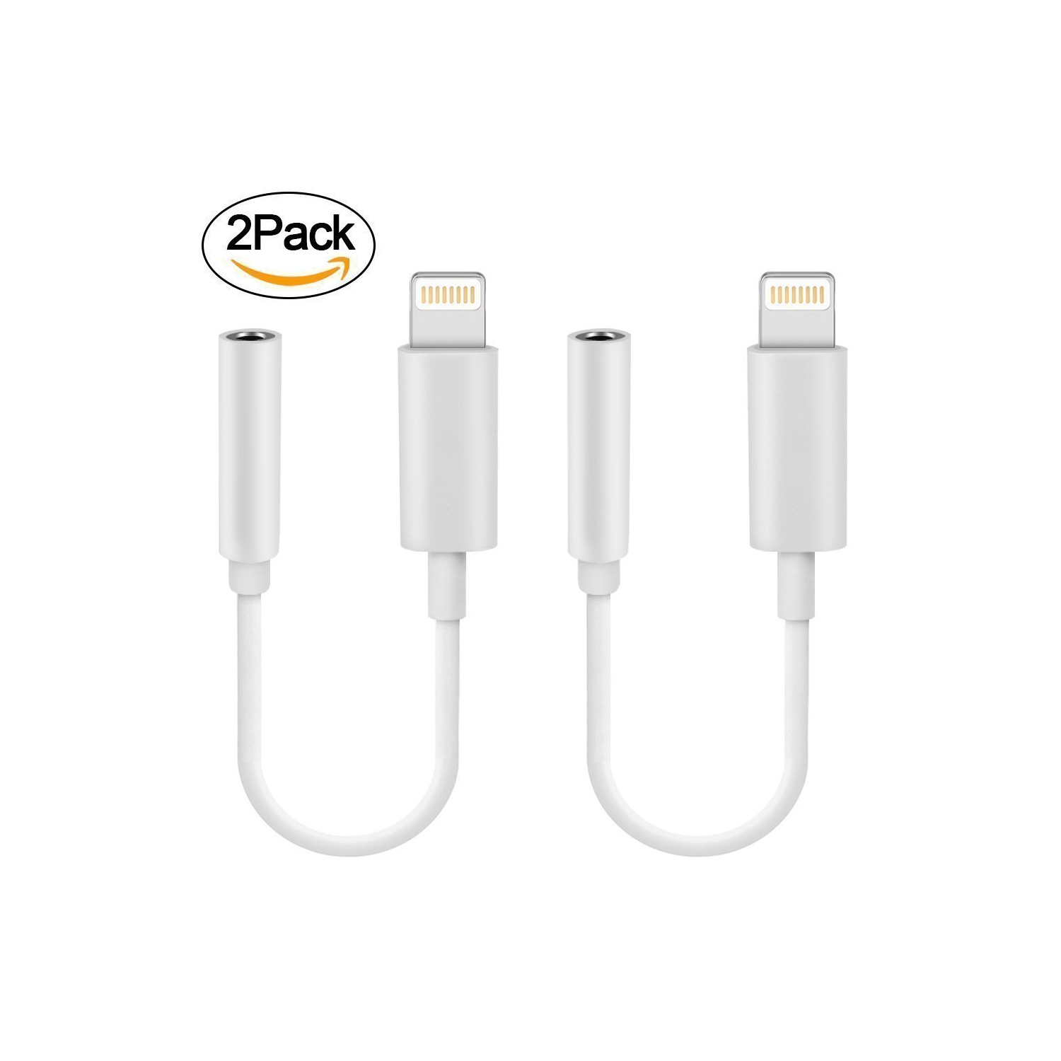 Lightning Adapter[2-Pack], Lightning Connector to 3.5mm Headphone Earphone Extender Jack Adapter for iPhone