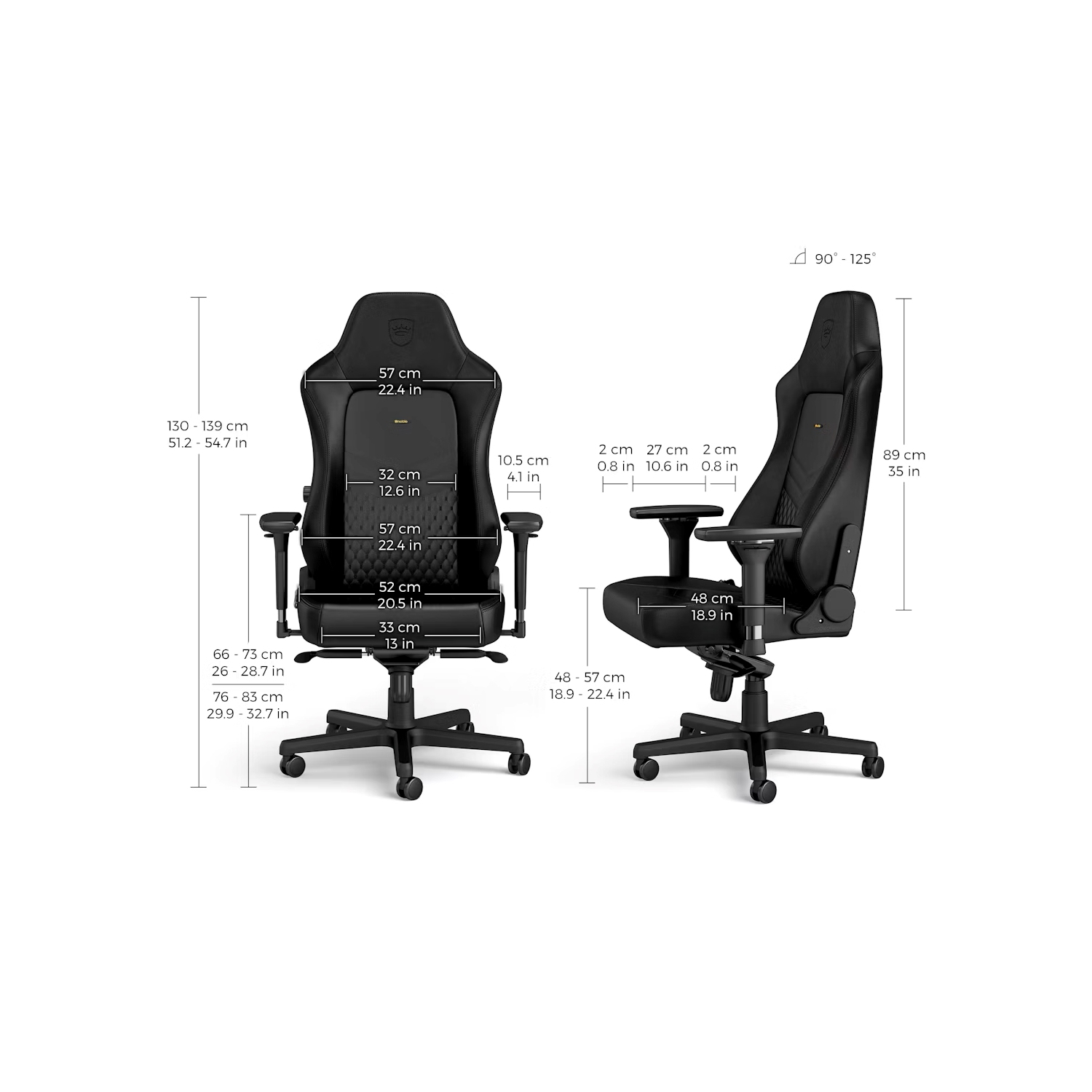 noblechairs HERO Premium Gaming and Office Chair - Superior Ergonomics, Genuine Real Leather Upholstery, Supports up to 150 kg, Black
