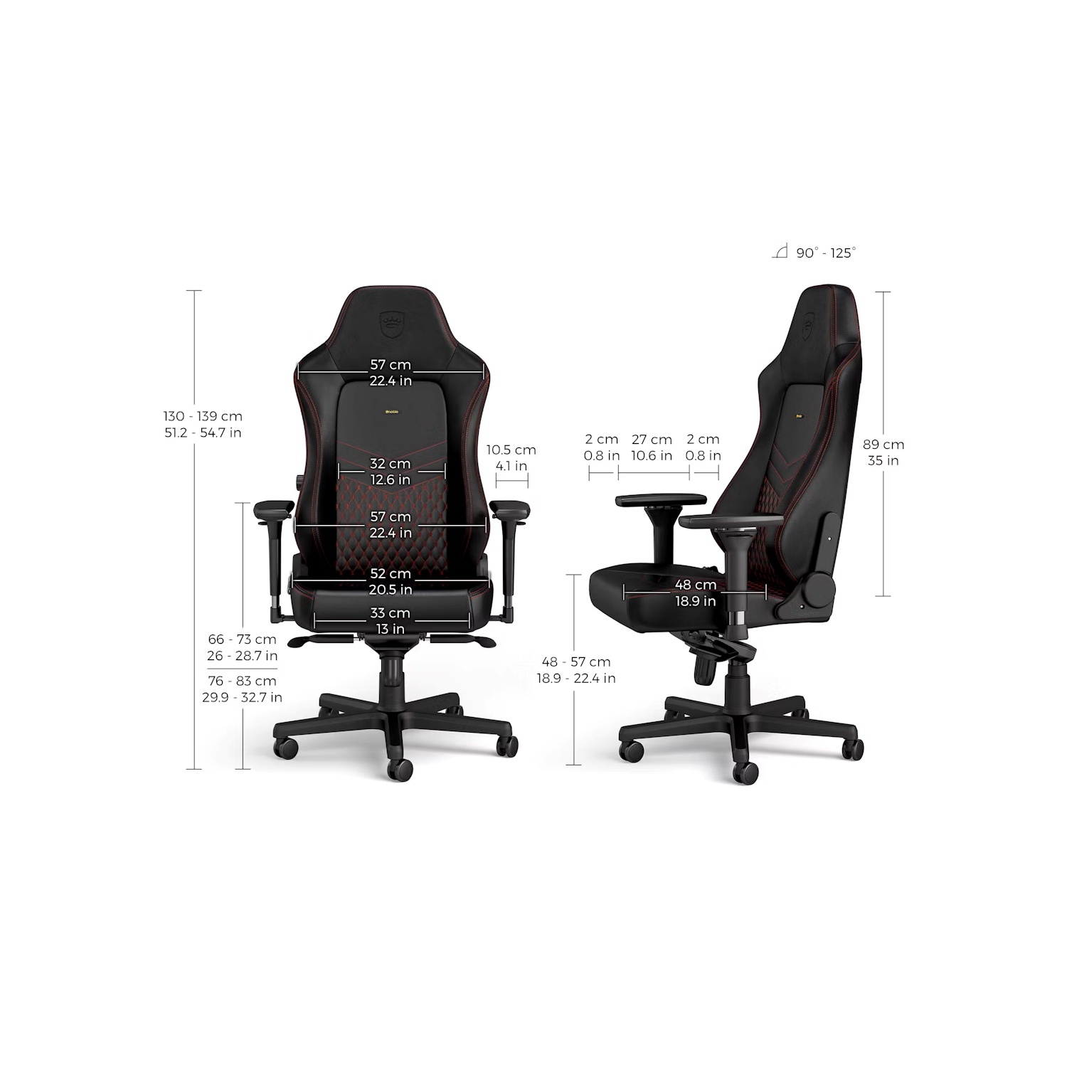 noblechairs HERO Premium Gaming and Office Chair - Superior Ergonomics, Genuine Real Leather Upholstery, Supports up to 150 kg, Black/Red