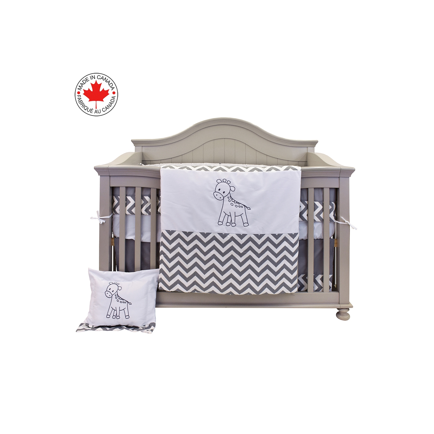BEBELELO BABY CRIB BEDDING 8 PIECE ZIGZAG SET, PERFECT FOR BABY GIRLS AND BOYS, INCLUDES GRAY AND WHITE GIRAFFE DESIGN