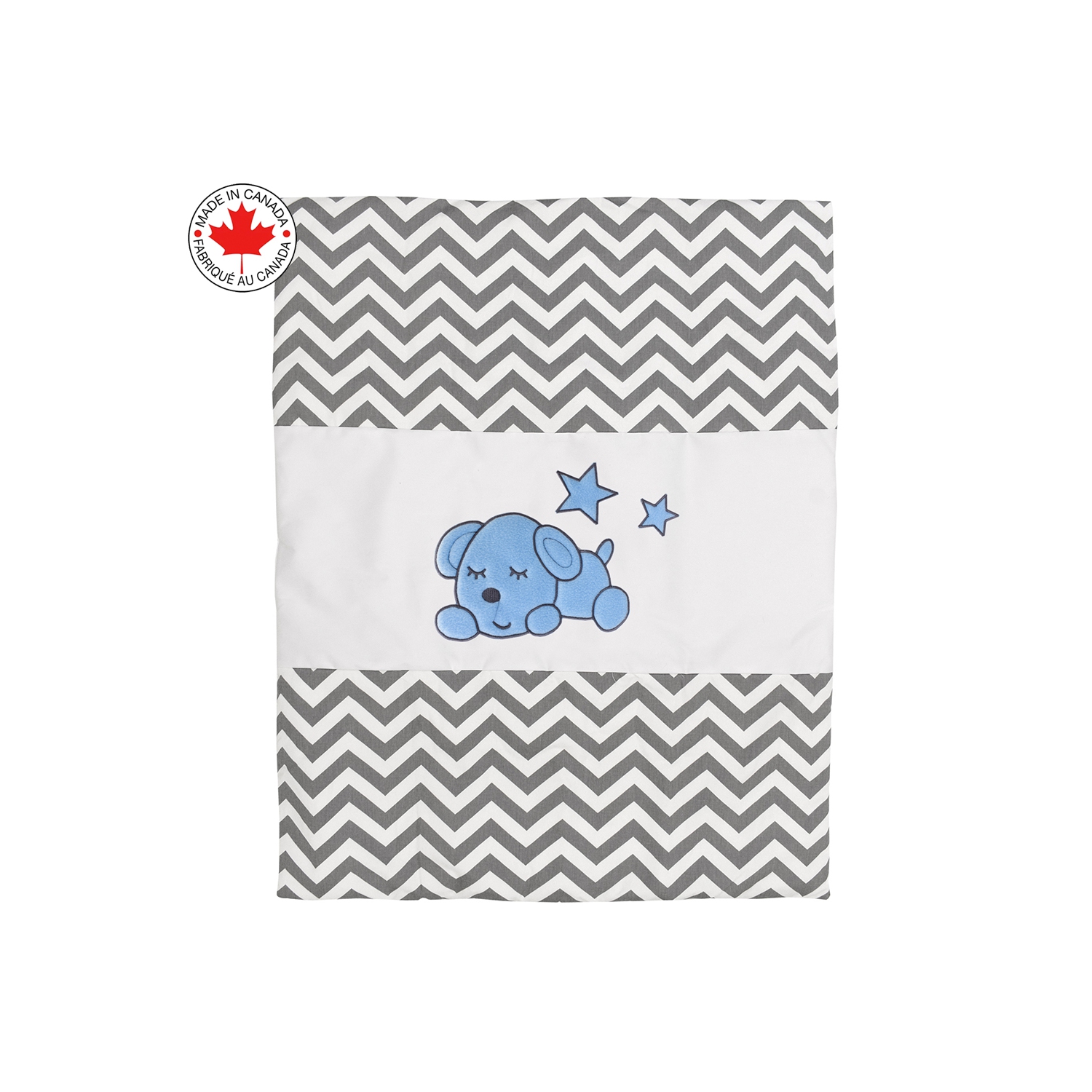 ENSEMBLE DE LITERIE 8 PIÈCES POUR LIT DE BÉBÉ BEBELELO DE ZIGZAG, IDÉAL POUR BÉBÉS FILLES ET GARÇONS, COMPREND LE MOTIF BLEU ET GRIS CHIOT