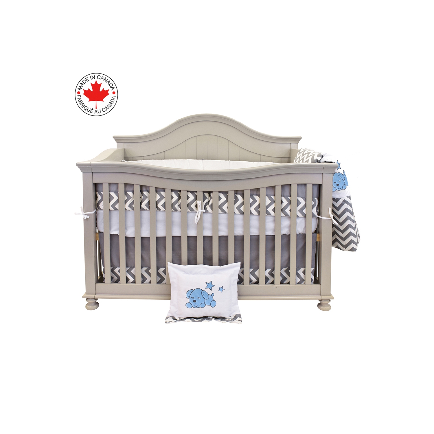 ENSEMBLE DE LITERIE 8 PIÈCES POUR LIT DE BÉBÉ BEBELELO DE ZIGZAG, IDÉAL POUR BÉBÉS FILLES ET GARÇONS, COMPREND LE MOTIF BLEU ET GRIS CHIOT