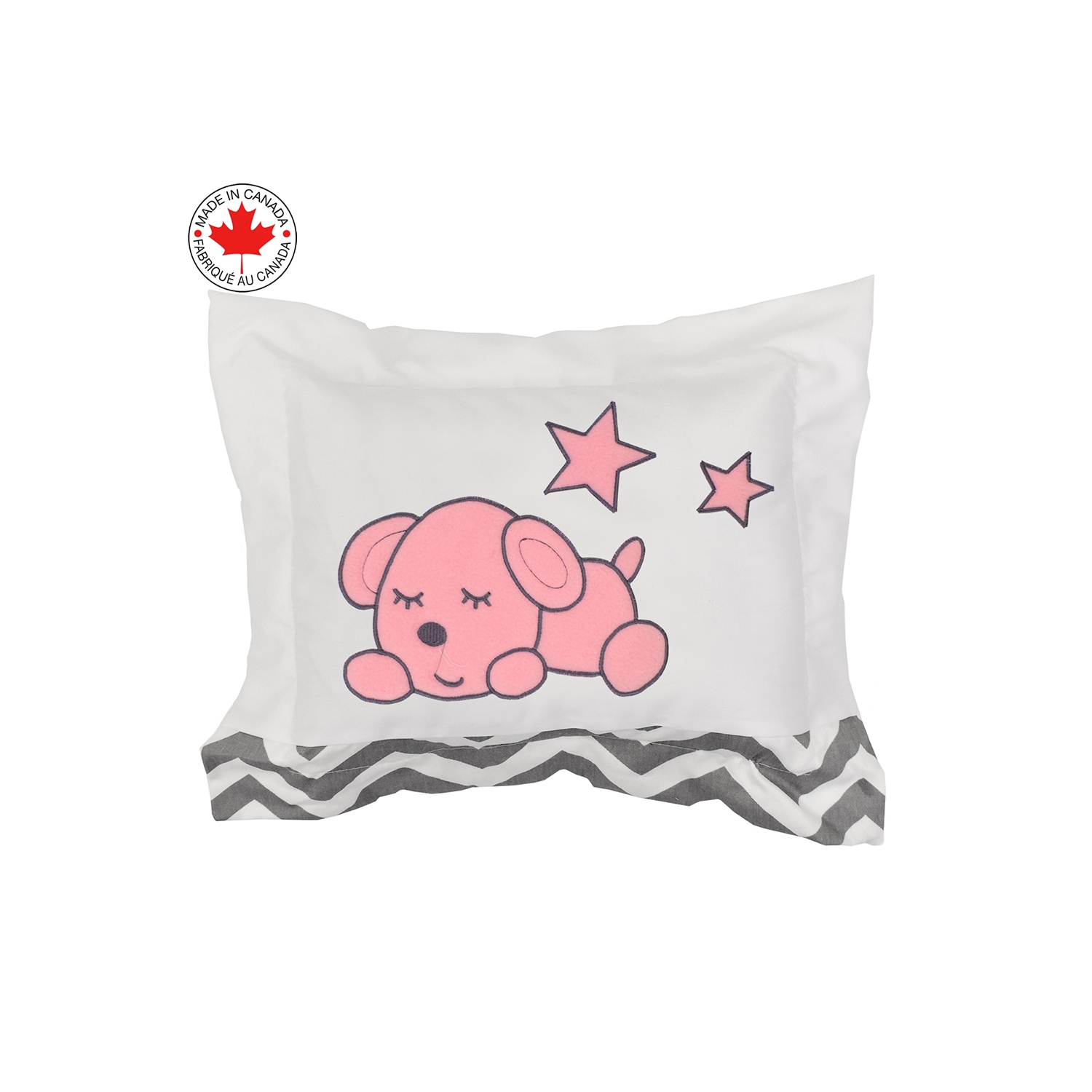 BEBELELO BABY CRIB BEDDING 8 PIECE GREY ZIGZAG SET, PERFECT FOR BABY GIRLS AND BOYS, INCLUDES PINK PUPPY DESIGN