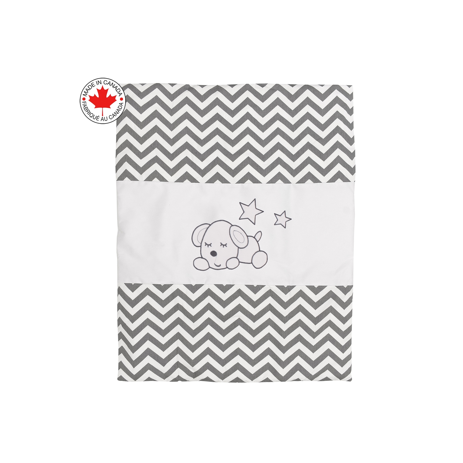 BEBELELO BABY CRIB BEDDING 8 PIECE GREY ZIGZAG SET, PERFECT FOR BABY GIRLS AND BOYS, INCLUDES WHITE PUPPY DESIGN