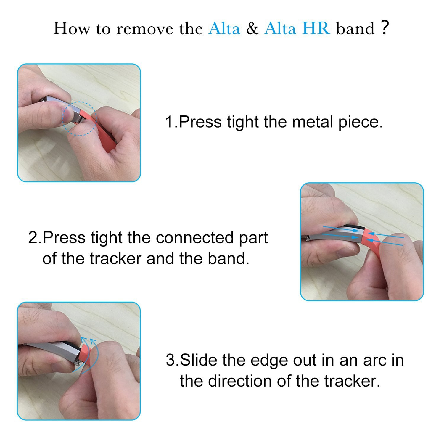 Fitbit Alta Replacement Band Large /Fitbit Alta HR Strap Bracelets W/ Same Color Metal Clasp and Fastener