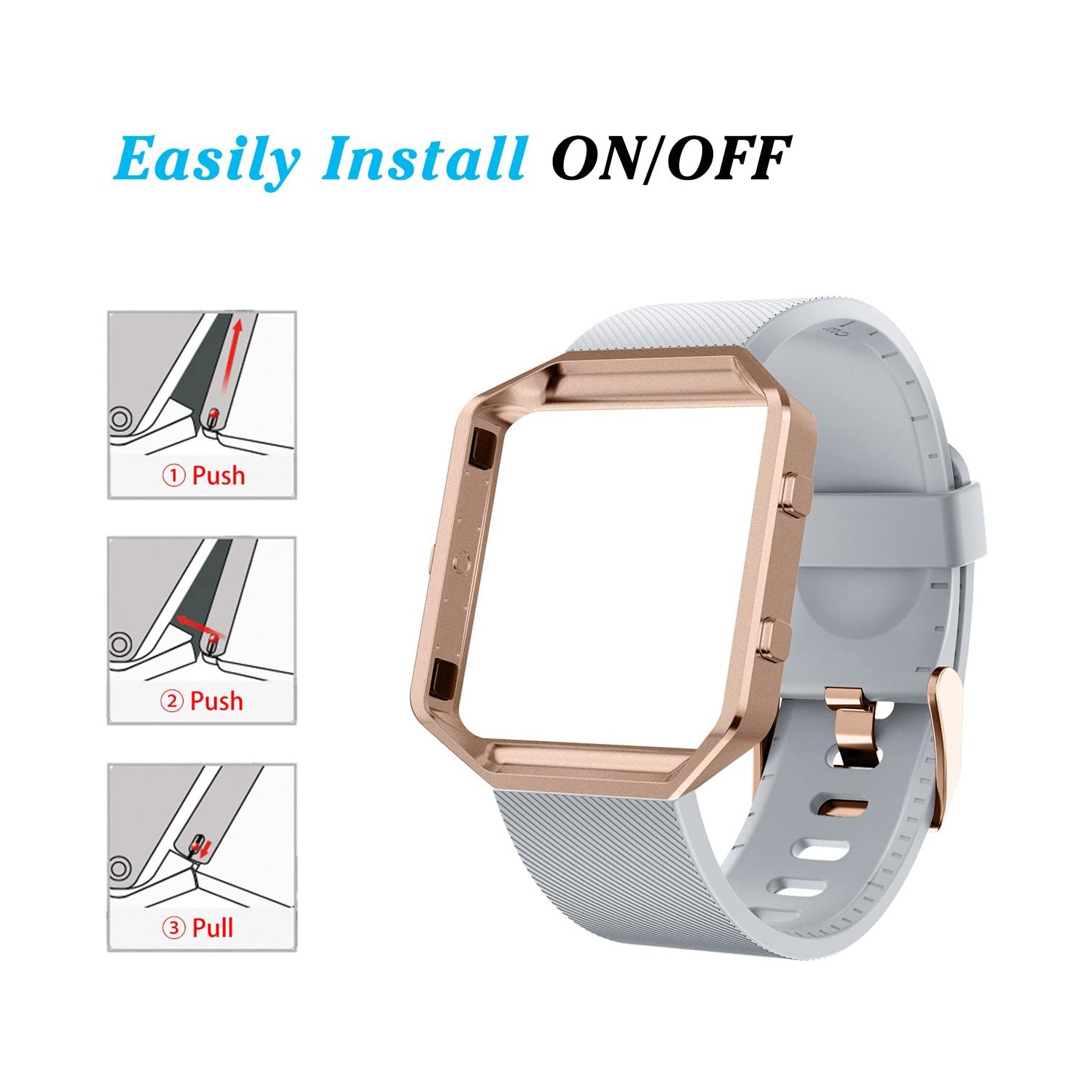 Bracelets Blaze Fitbit avec cadre, bracelet sport silicone de rechange pour montre de sport intelligente Blaze Fit Bit Blaze de Fitbit petit, bleu