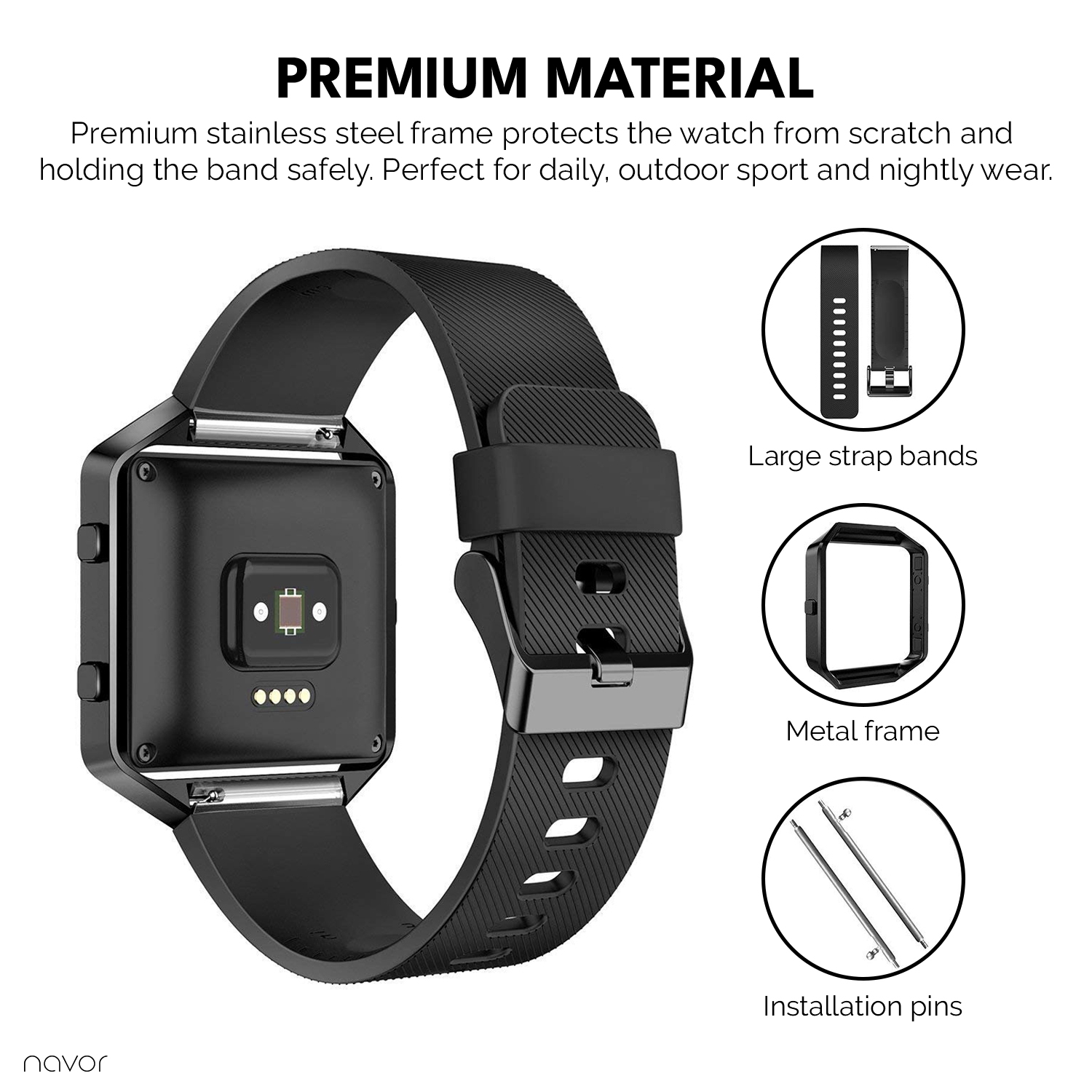 Fitbit Blaze Bands with Frame; Sport Silicone Replacement Strap for Fitbit Blaze Smart Fitness - Wristbands Large