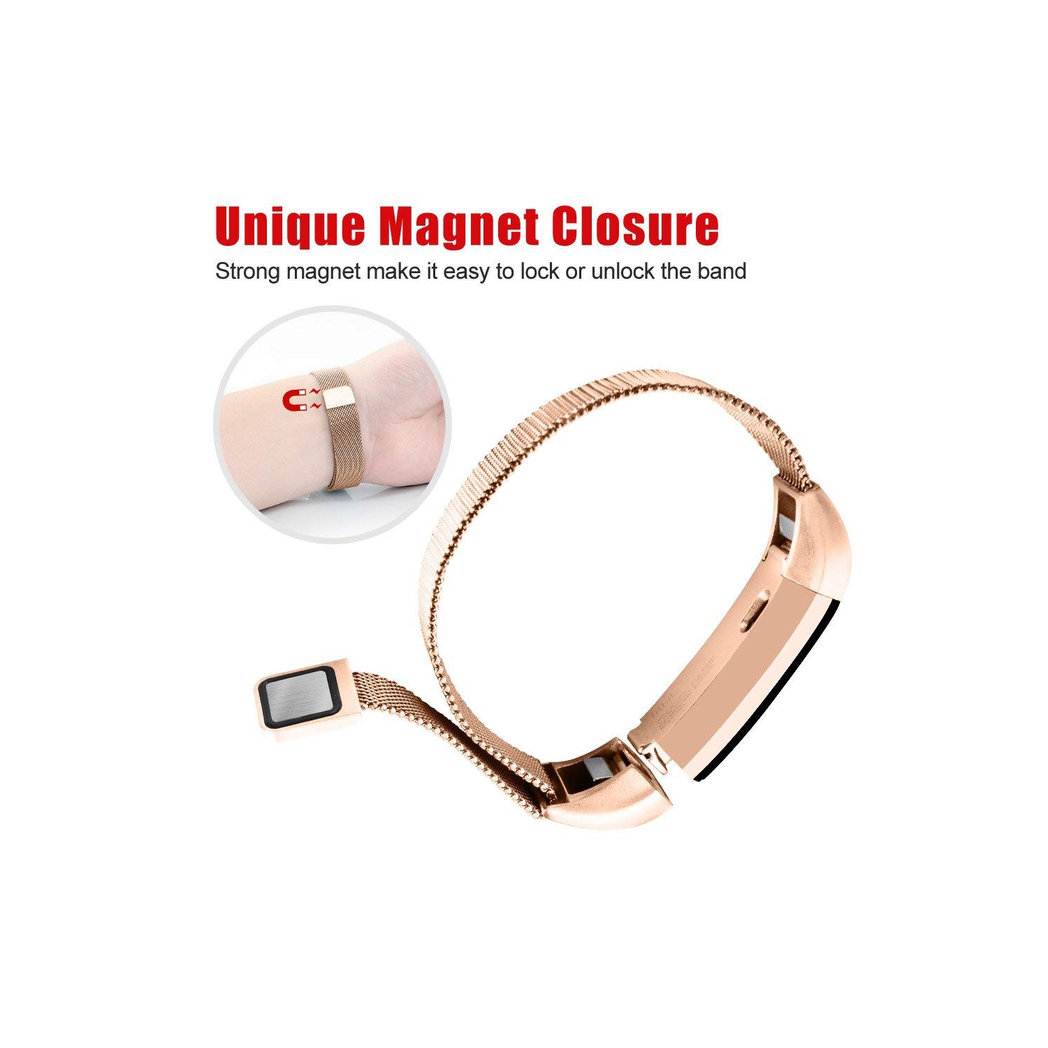 Fitbit Alta, bracelet de remplacement à boucle en acier inoxydable milanais pour Alta, Alta HR, petit