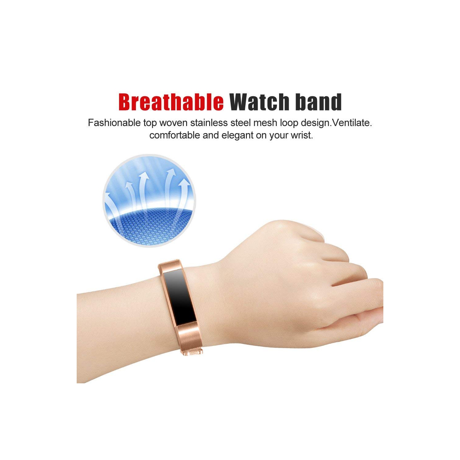 Fitbit Alta, bracelet de remplacement à boucle en acier inoxydable milanais pour Alta, Alta HR, petit