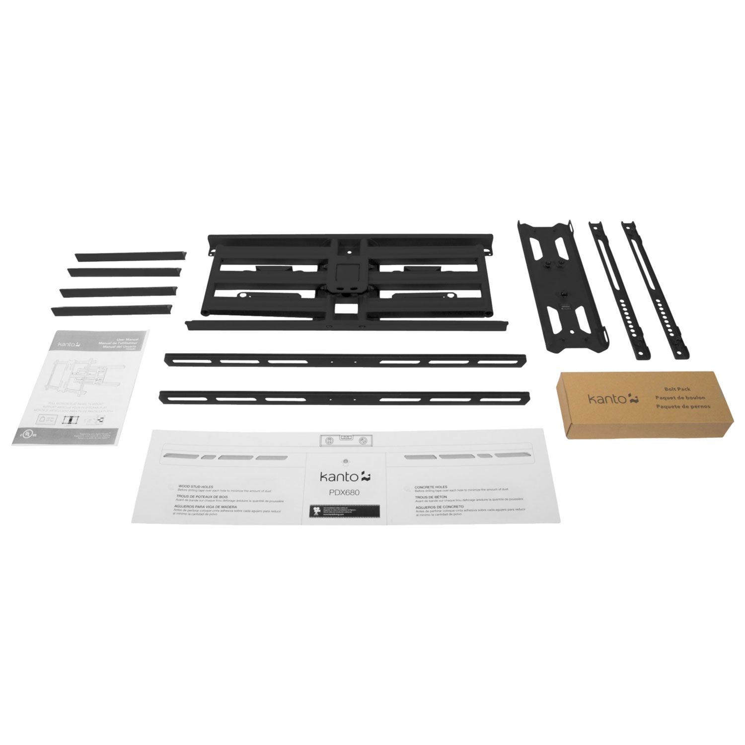 Support mural articulé PDX680 de Kanto pour téléviseur de 39 à 80 po