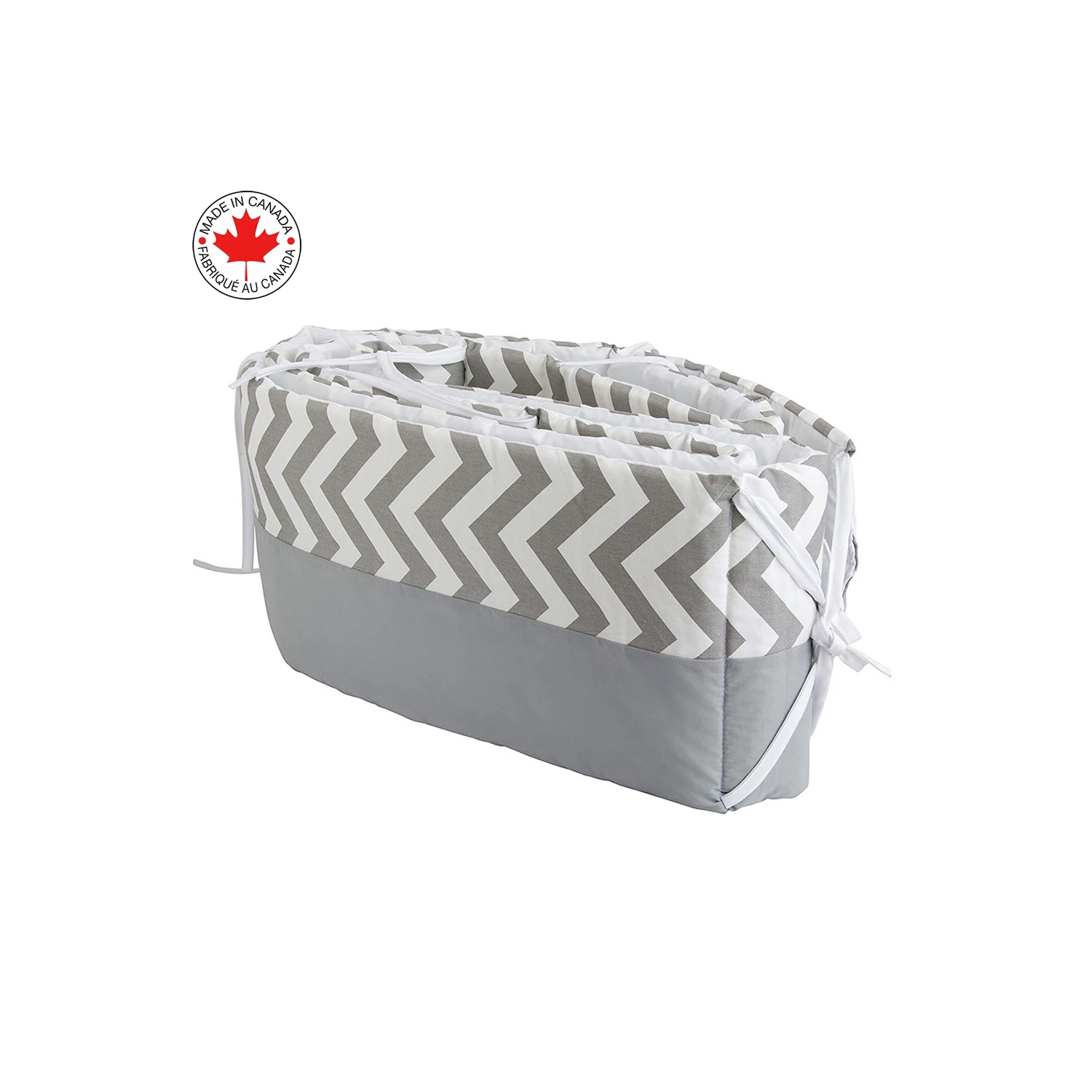 BEBELELO- LITERIE 7 MORCEAUX ZIGZAG POUR BÉBÉ GRIS ET BLANC AVEC UN MOTIF DE CHEVRON, PARFAITE POUR LES FILLES ET LES GARÇONS