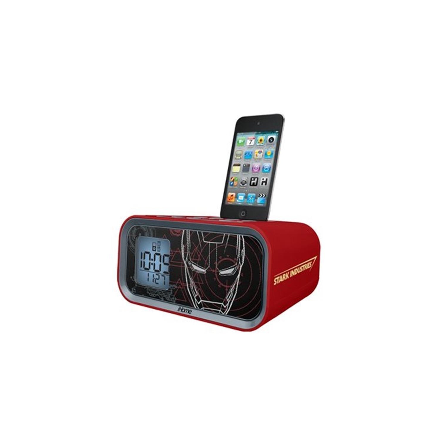 eKids Iron Man Dual Alarm Clock and 30 pin iPod Speaker Dock, by iHome - MR-H22