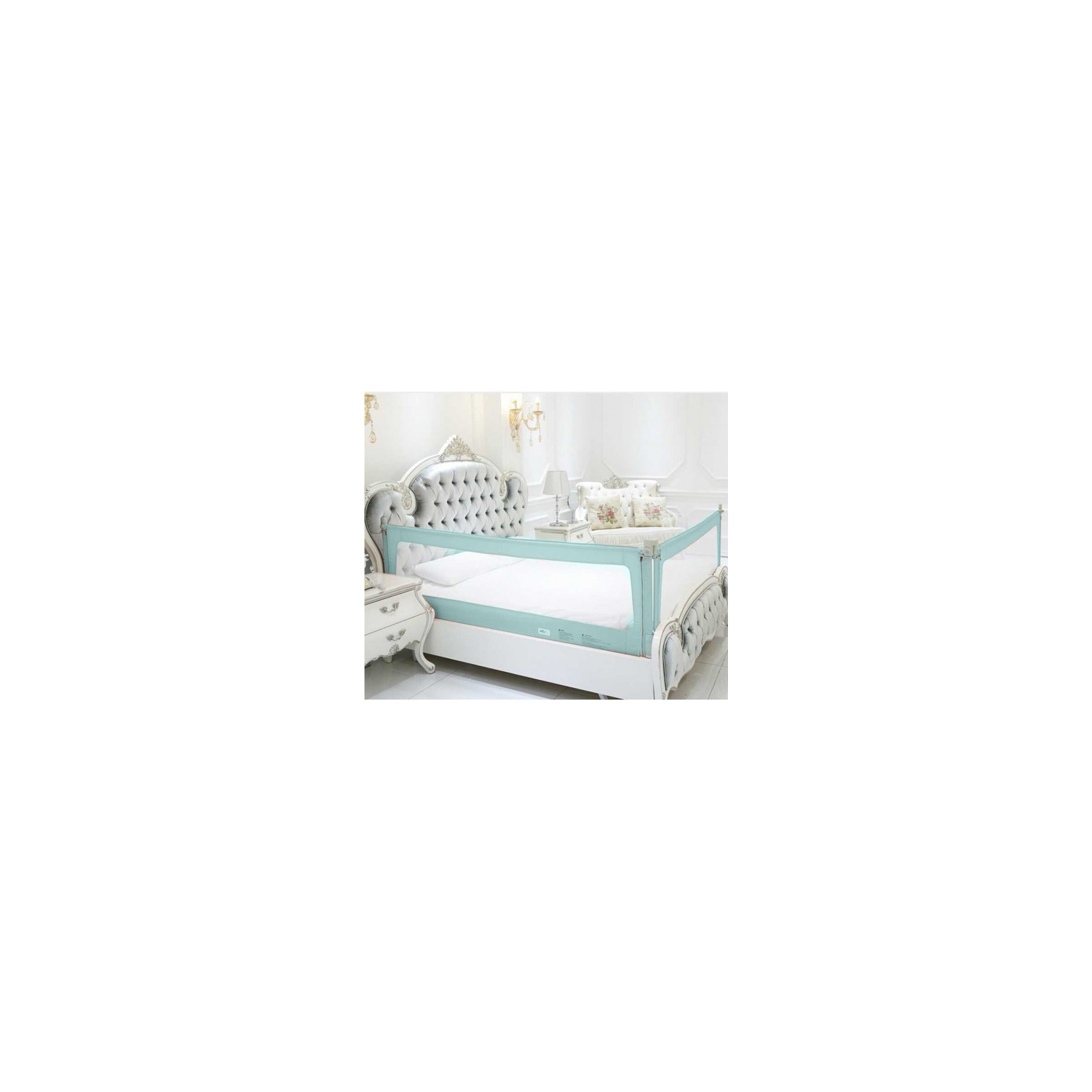 Queen Size Baby Bedside and Endside Crib Guardrail (Green)