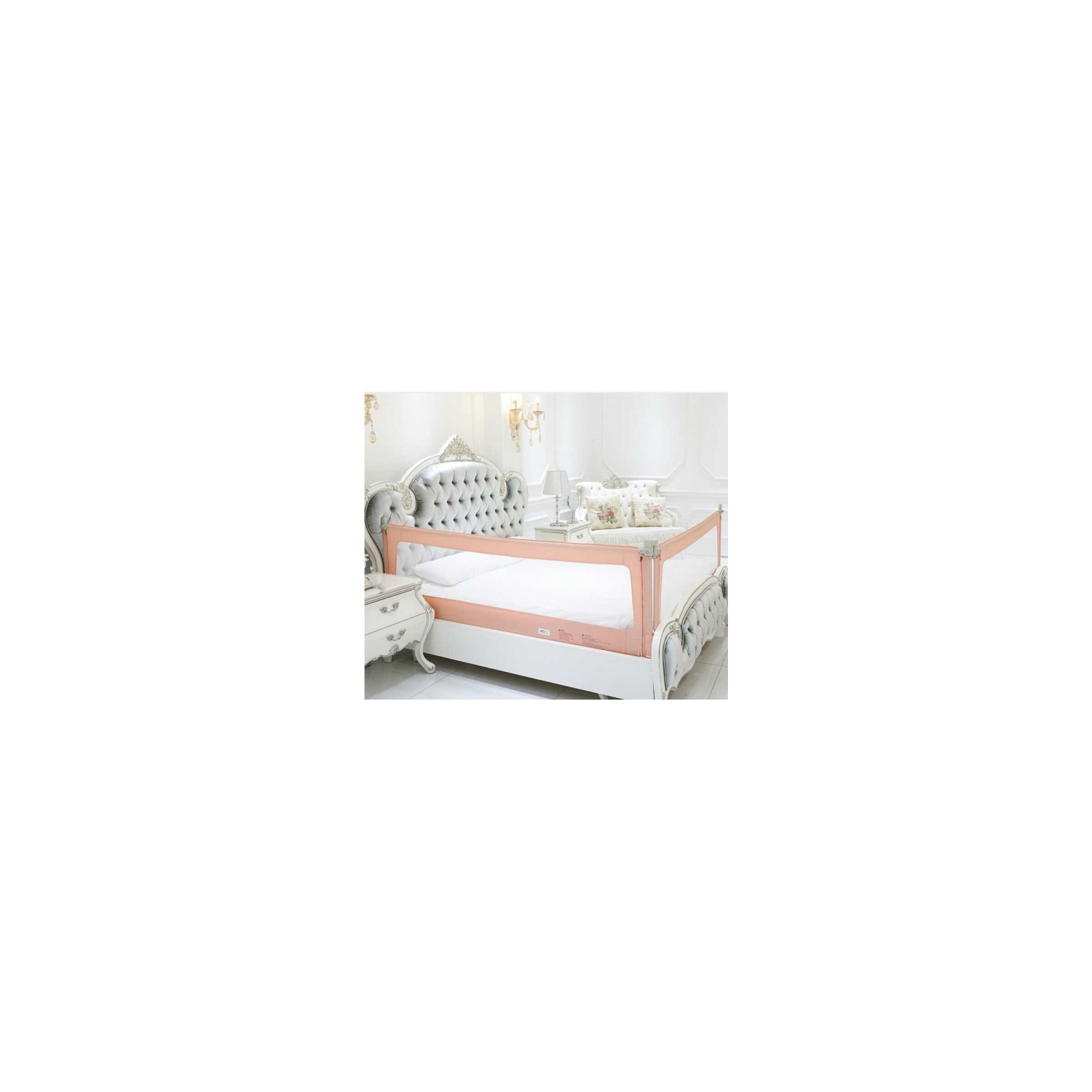 King Size Baby Bedside and Endside Crib Guardrail (Pink)