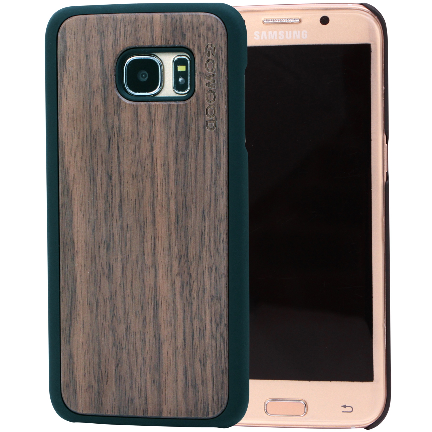 Samsung Galaxy S7 Edge Wood Case | Real Walnut Backside and Durable Polycarbonate Shockproof Bumper with Rubber Coating