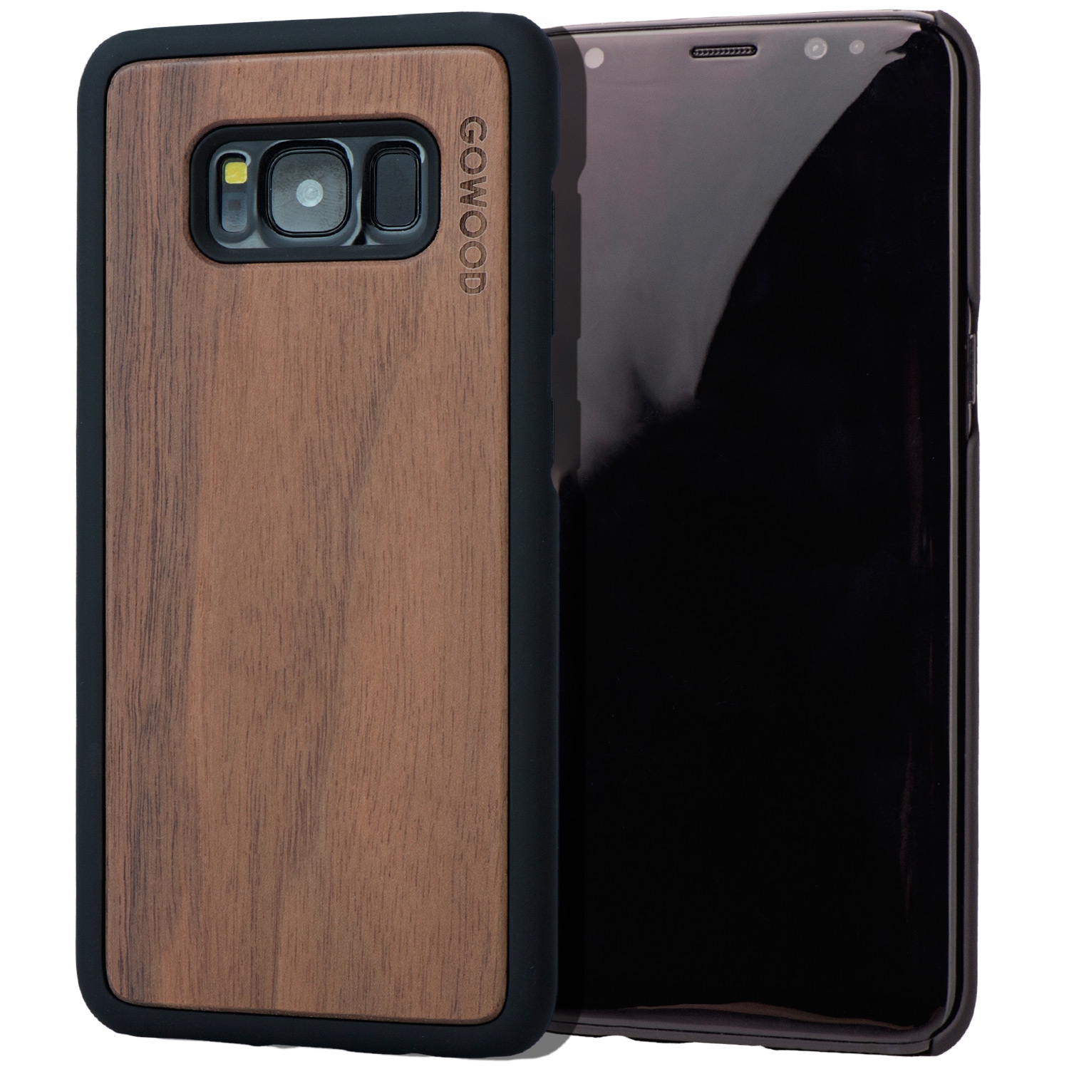 Samsung Galaxy S8 Wood Case | Real Walnut Backside and Durable Polycarbonate Shockproof Bumper with Rubber Coating